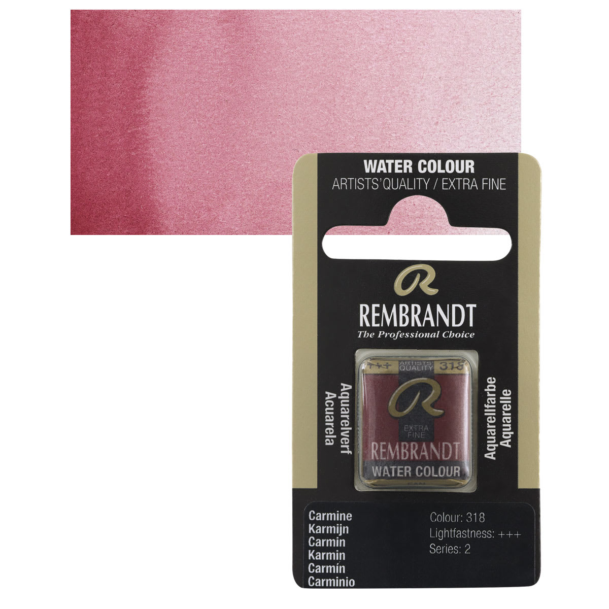 Rembrandt Watercolor Half Pan - Carmine pan and swatch