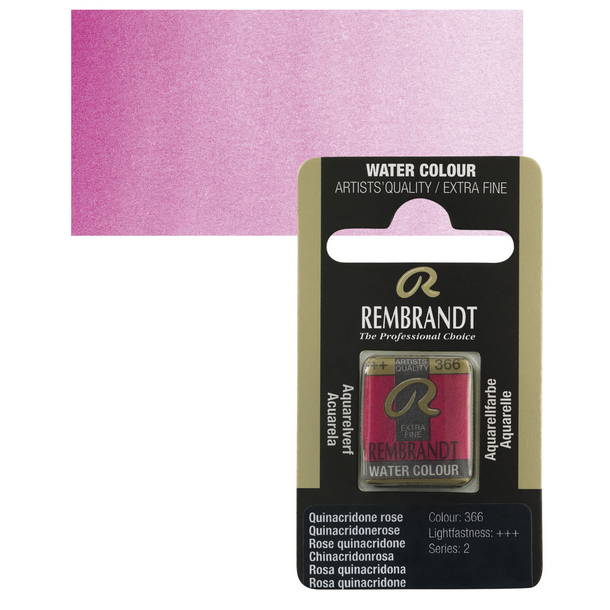 Rembrandt Watercolor Half Pan - Quinacridone Rose pan and swatch