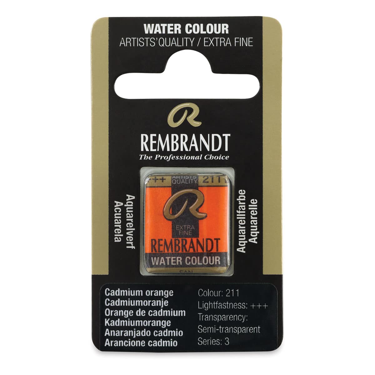 Rembrandt Watercolor Half Pan - Cadmium Orange