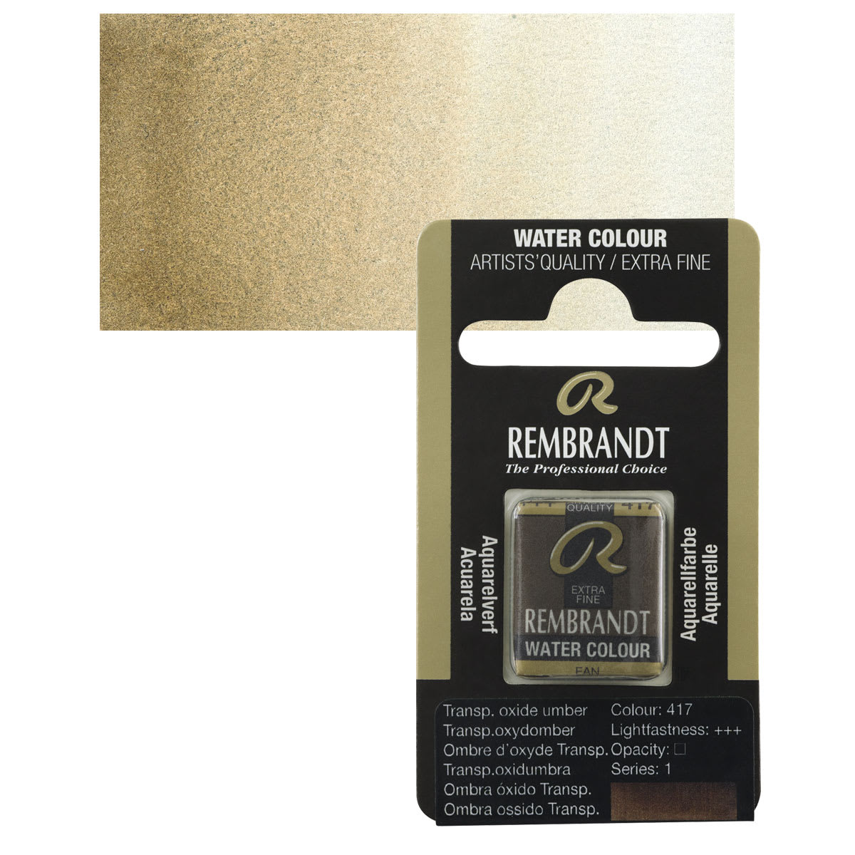 Rembrandt Watercolor Half Pan - Transparent Oxide Umber pan and swatch