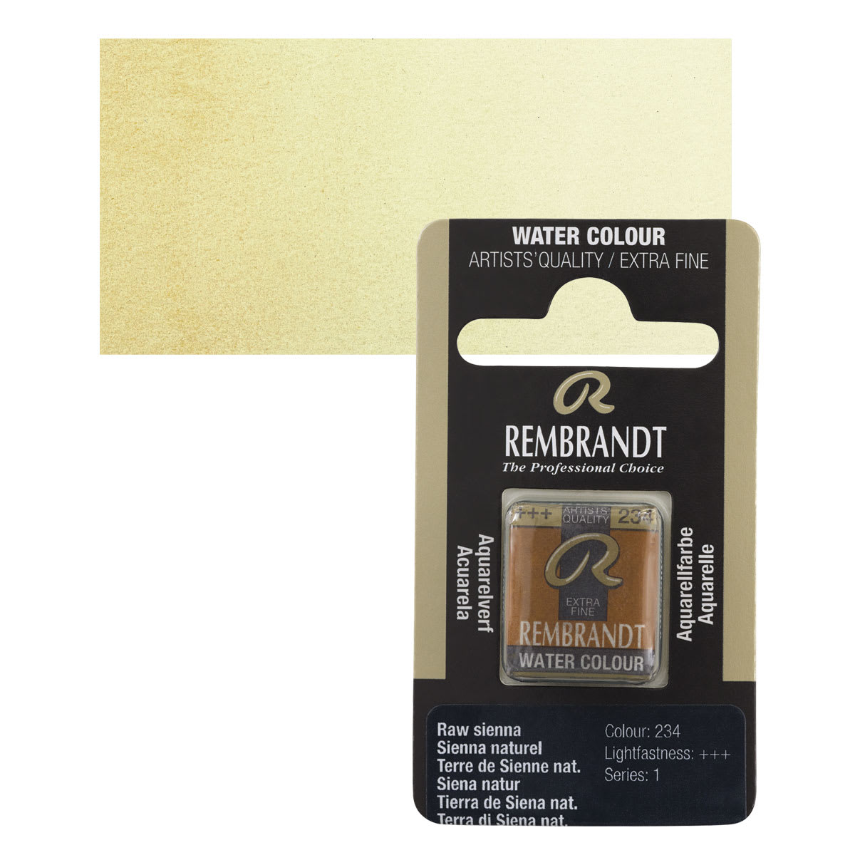Rembrandt Watercolor Half Pan - Raw Sienna pan and swatch
