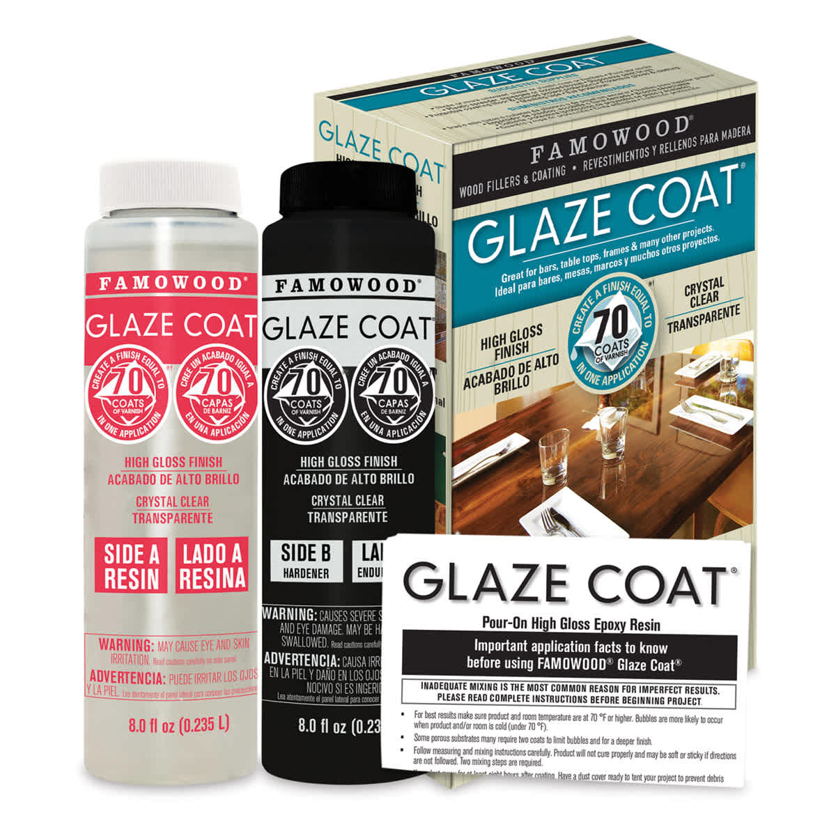 Famowood Glaze Coat - Components of Pint size Kit with  package