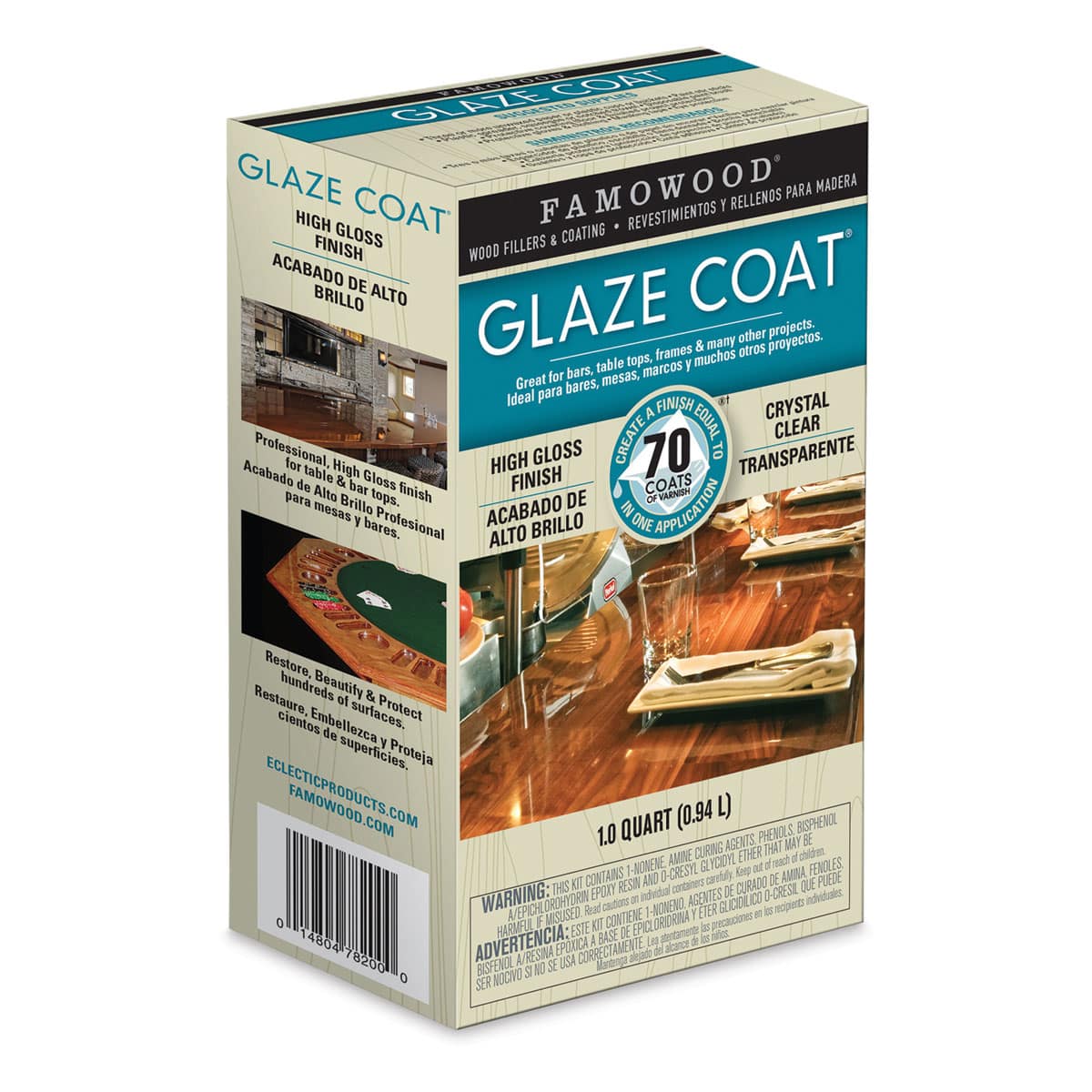 Famowood Glaze Coat - Angled view of Quart size Clear Epoxy Kit