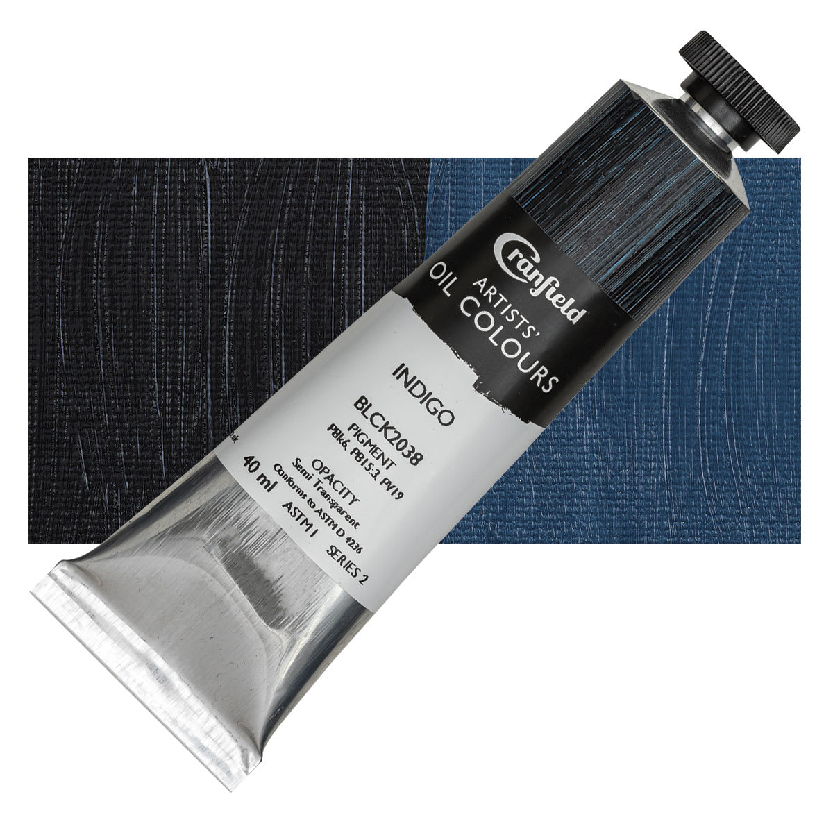 Cranfield Artists' Oil Paint - Indigo, 40 ml, Tube and swatch