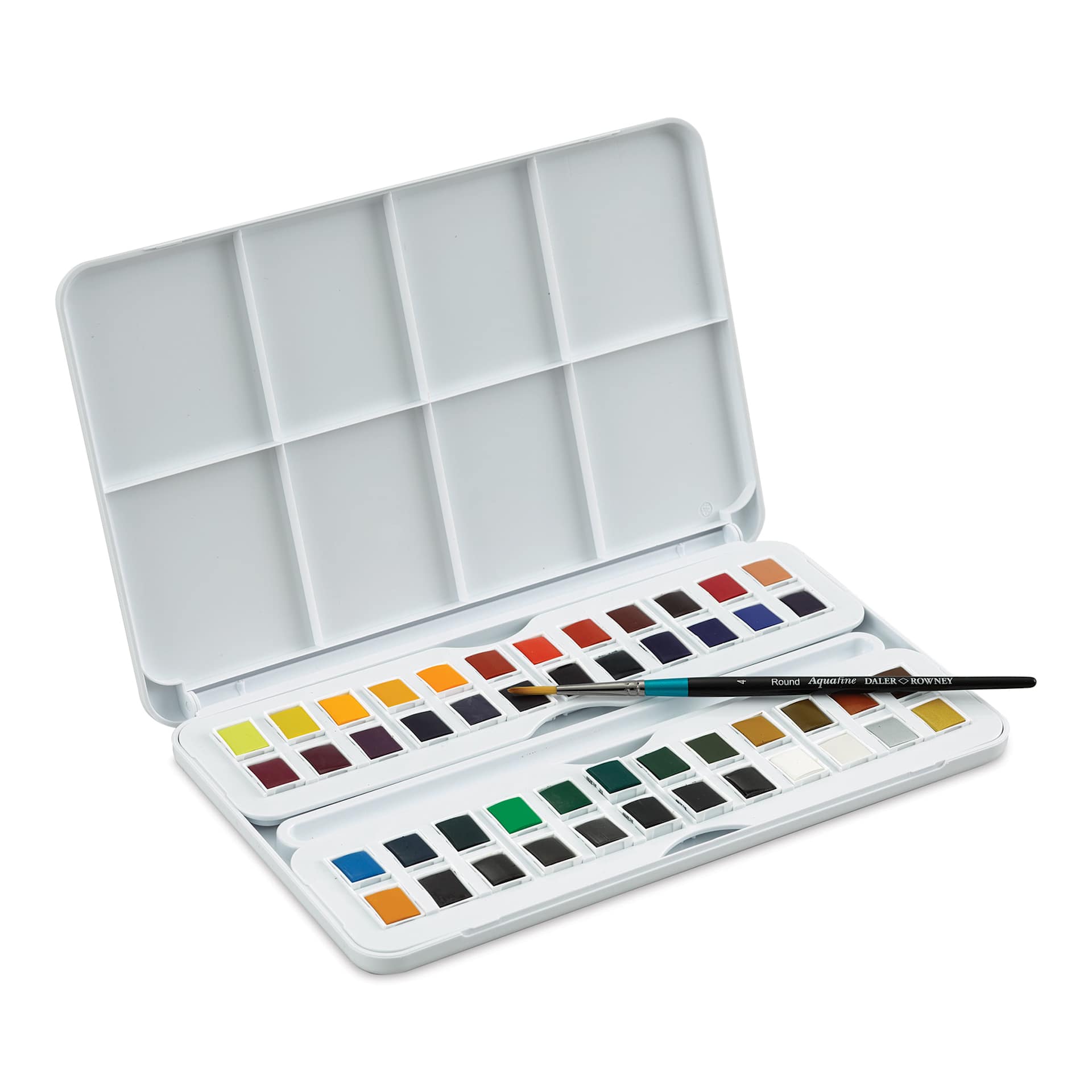 Daler-Rowney Aquafine Watercolors - Set of 48 Studio, Assorted Colors, Half Pan