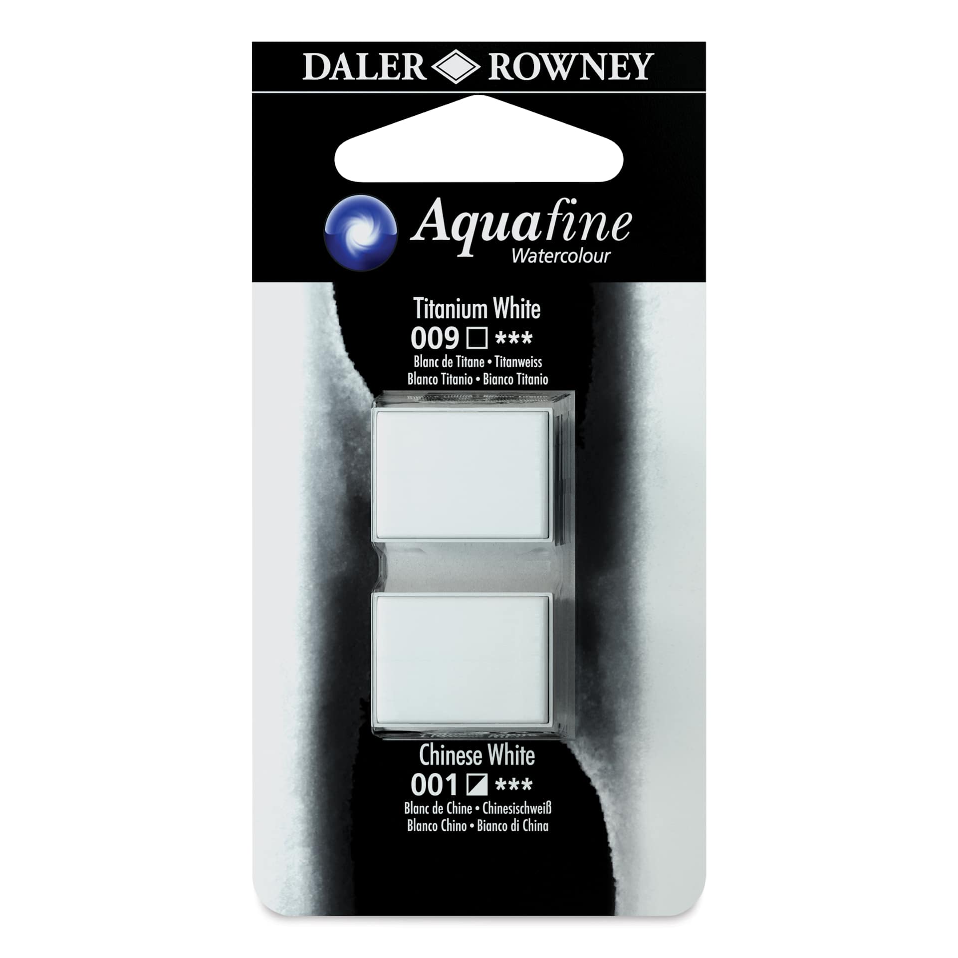 Daler-Rowney Aquafine Watercolors - Set of 2, Titanium White and Chinese White, Half Pan