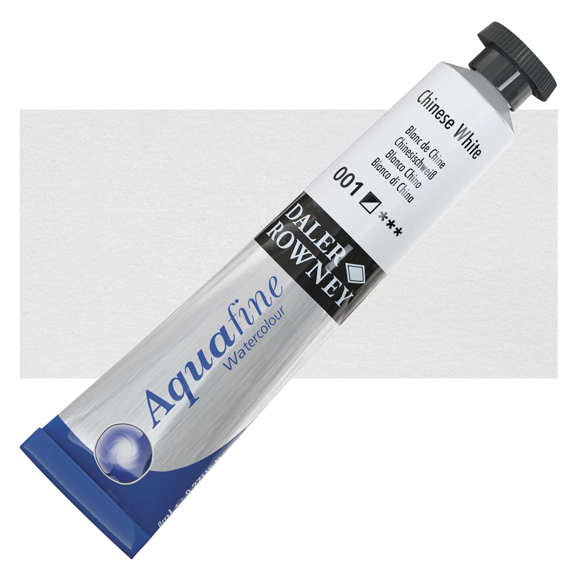 Daler-Rowney Aquafine Watercolor - Chinese White, 8 ml Tube and swatch