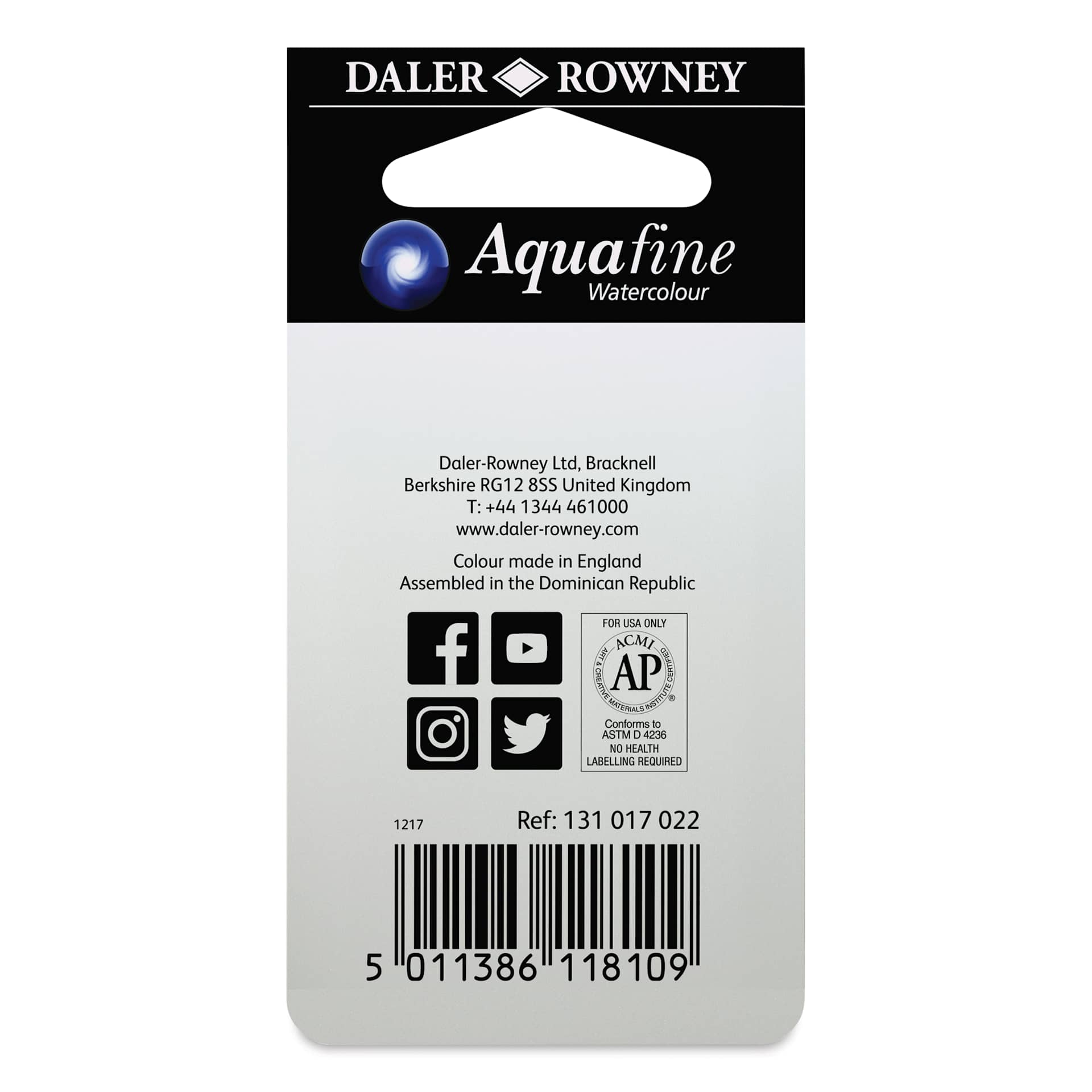 Daler-Rowney Aquafine Watercolors - Set of 2, Ivory Black and Lamp Black, Half Pan back of package