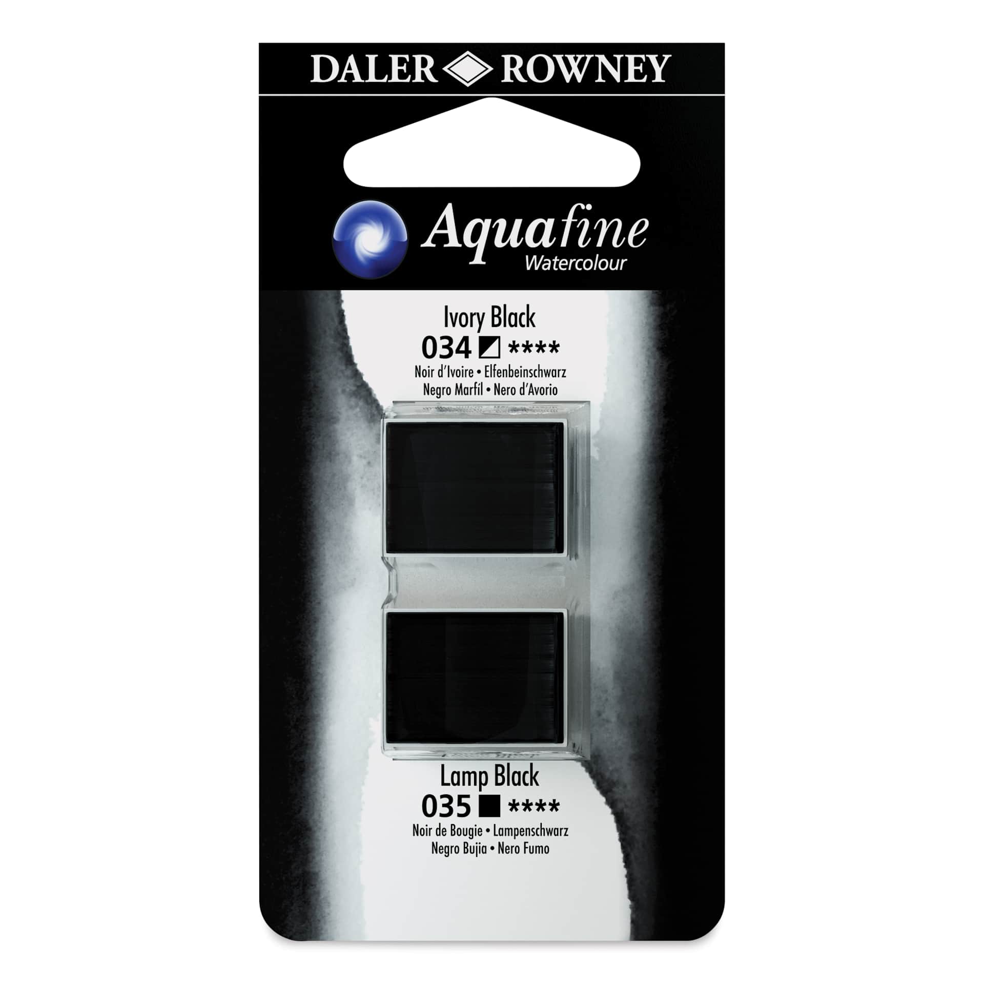 Daler-Rowney Aquafine Watercolors - Set of 2, Ivory Black and Lamp Black, Half Pan