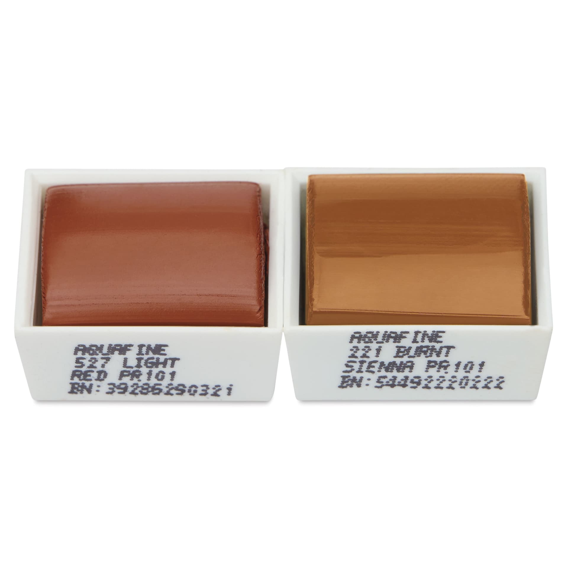 Daler-Rowney Aquafine Watercolors - Set of 2, Light Red and Burnt Sienna, Half Pan out of package