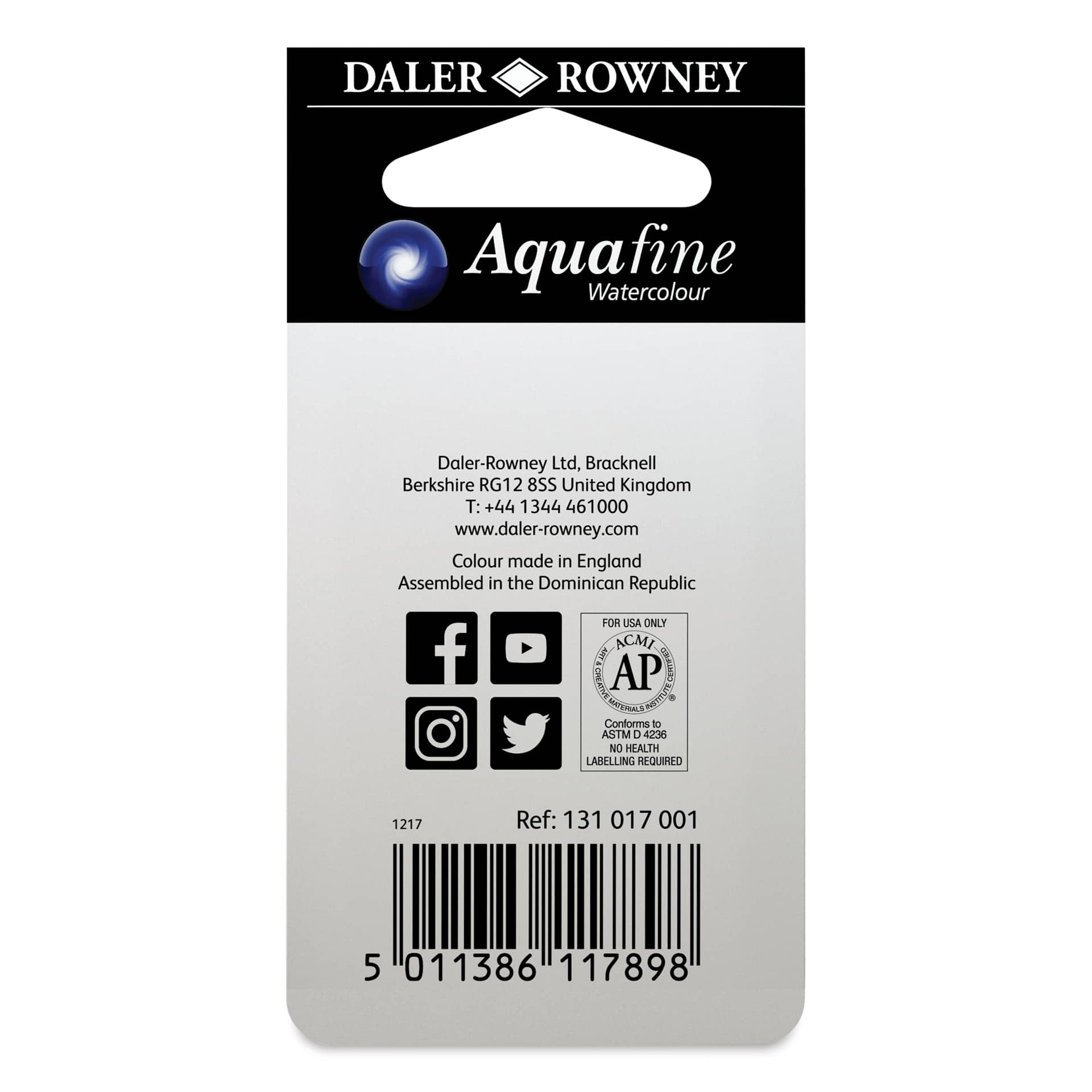 Daler-Rowney Aquafine Watercolors - Set of 2, Lemon Yellow and Cadmium Yellow Hue, Half Pan back of package