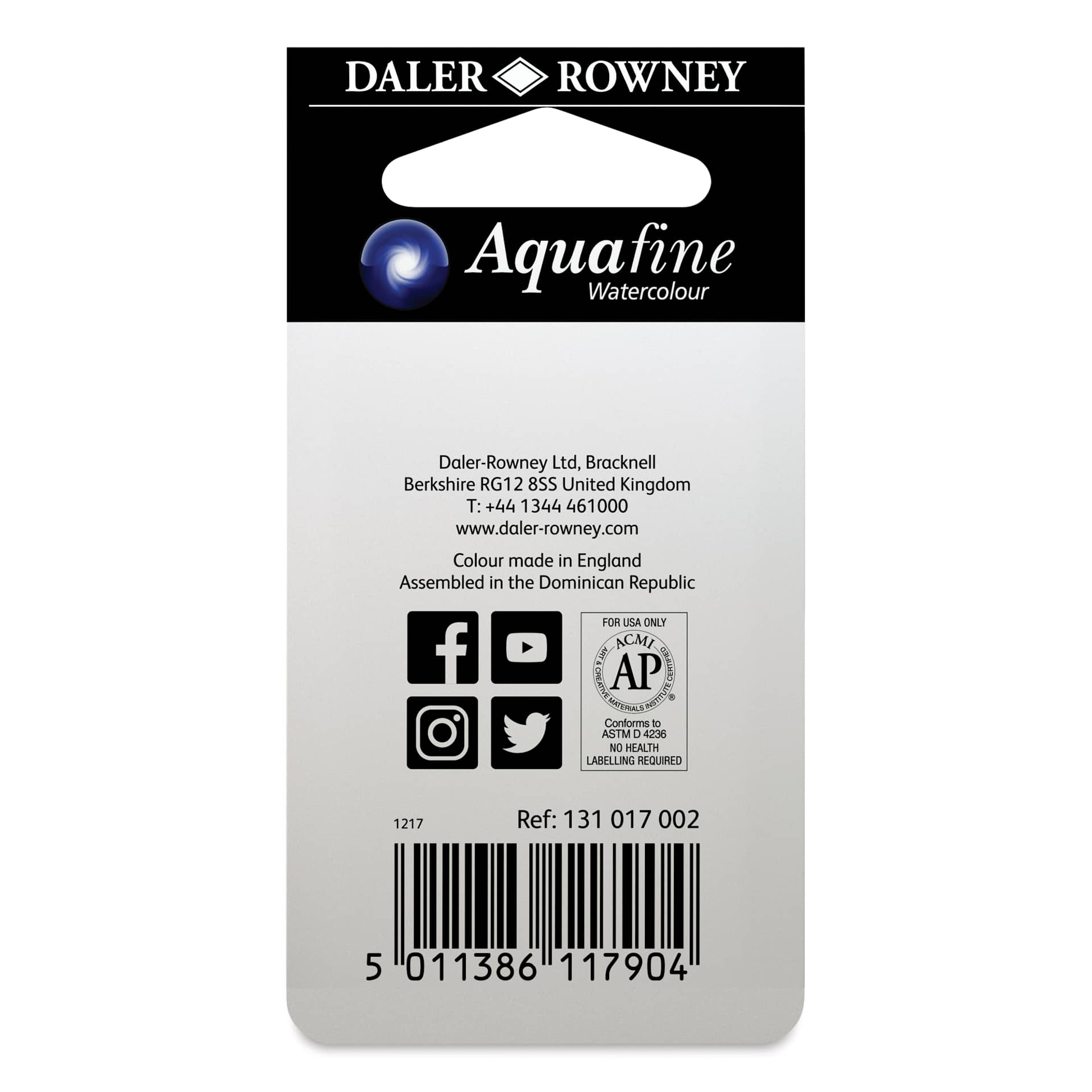 Daler-Rowney Aquafine Watercolors - Set of 2, Cadmium Yellow Deep Hue and Gamboge Hue, Half Pan back of package