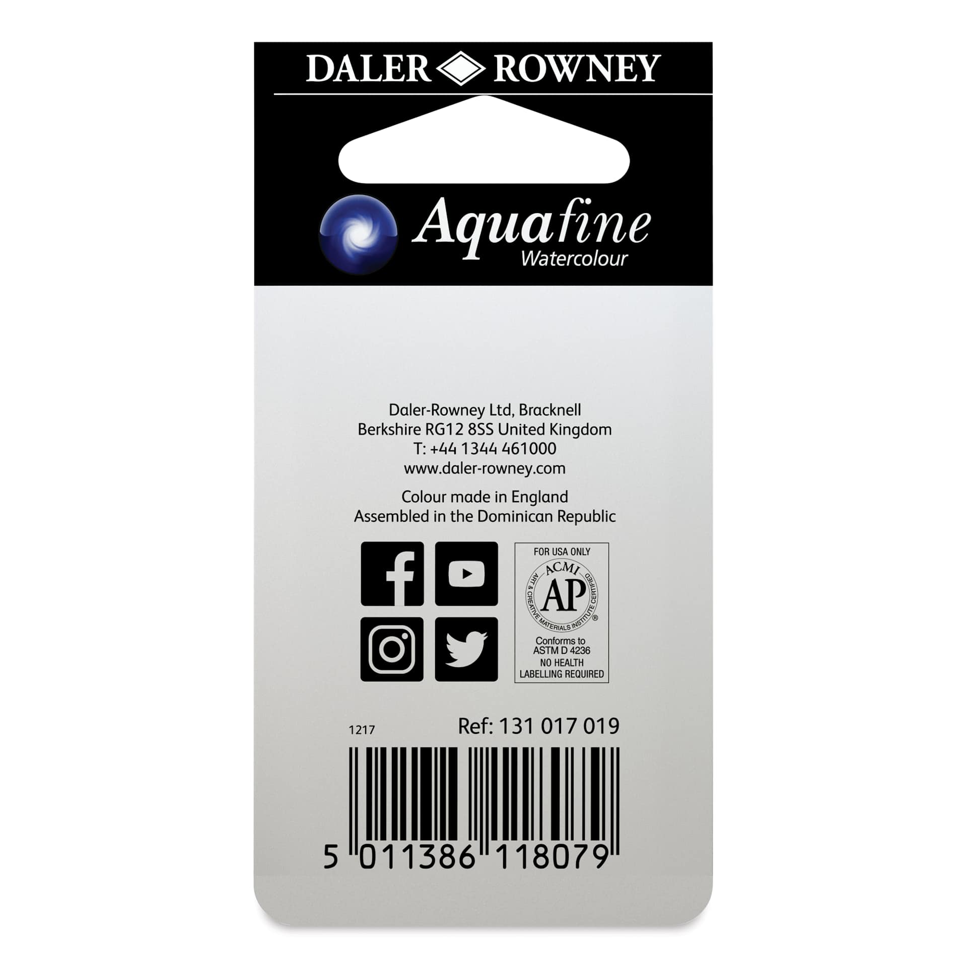 Daler-Rowney Aquafine Watercolors - Set of 2, Naples Yellow and Burnt Umber, Half Pan back of package
