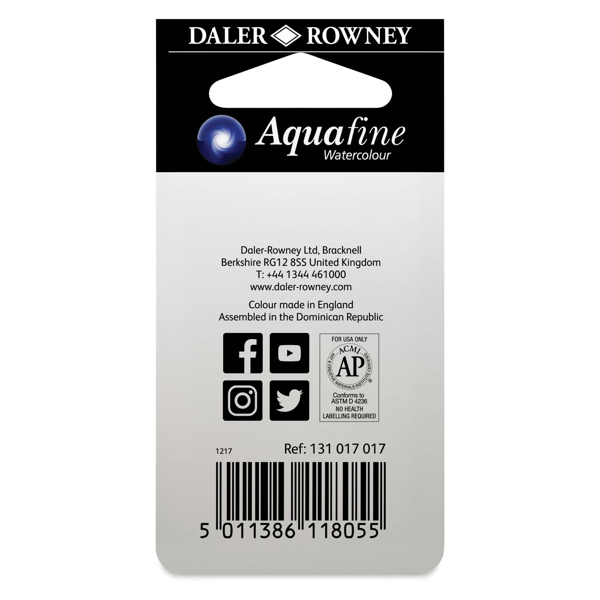 Daler-Rowney Aquafine Watercolors - Set of 2, Yellow Ochre and Raw Sienna, Half Pan back of package