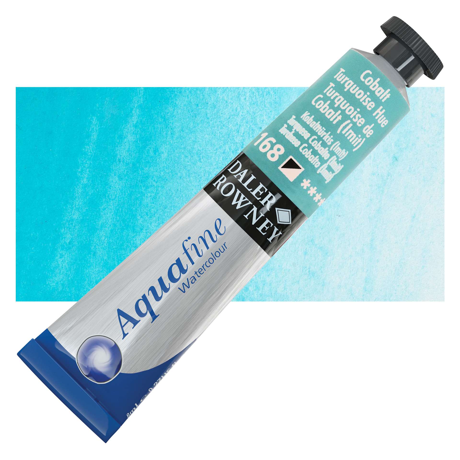 Daler-Rowney Aquafine Watercolor - Cobalt Turquoise Hue, 8 ml Tube and swatch