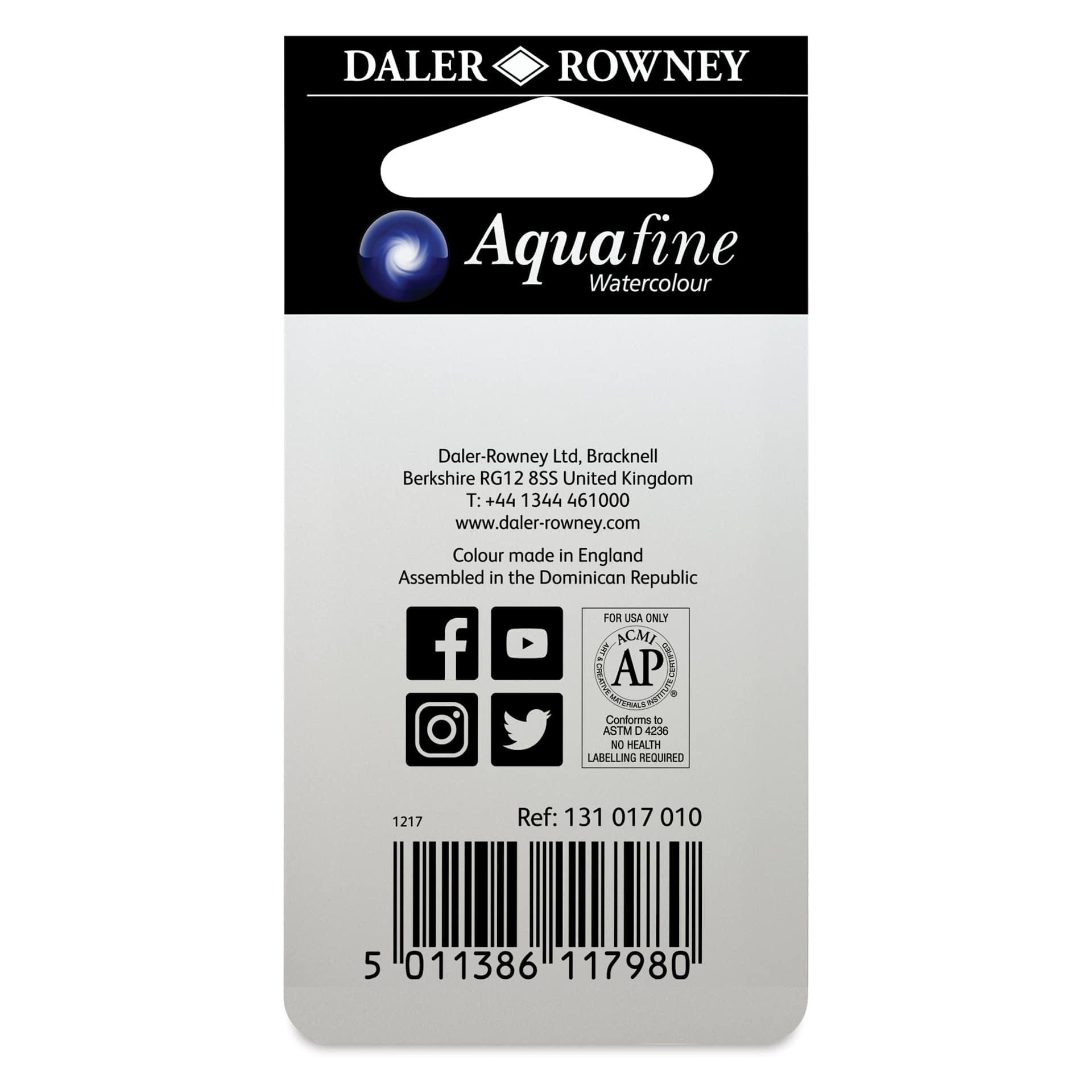 Daler-Rowney Aquafine Watercolors - Set of 2, Indigo and Prussian Blue, Half Pan back of package