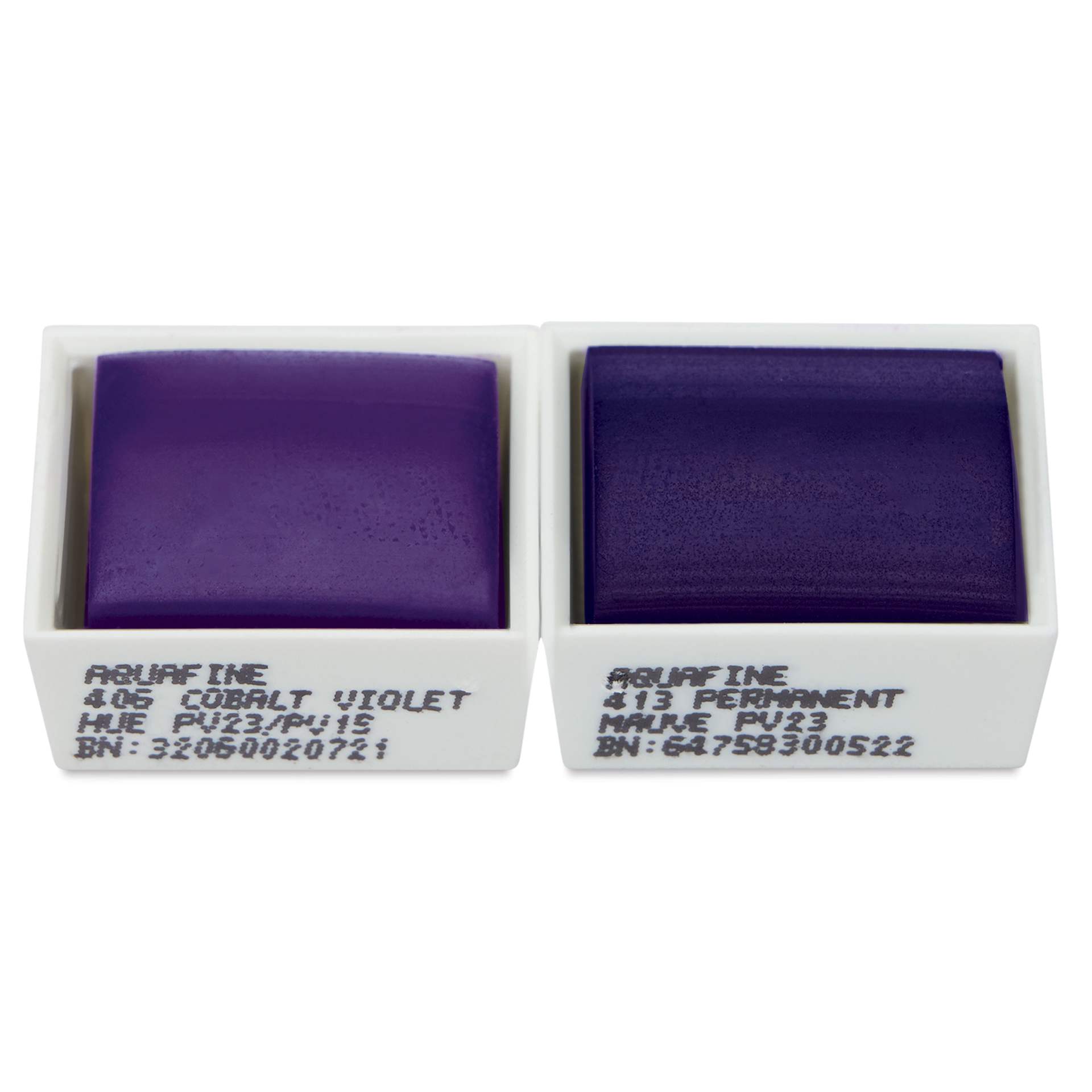 Daler-Rowney Aquafine Watercolors - Set of 2, Cobalt Violet Hue and Permanent Mauve, Half Pan out of package
