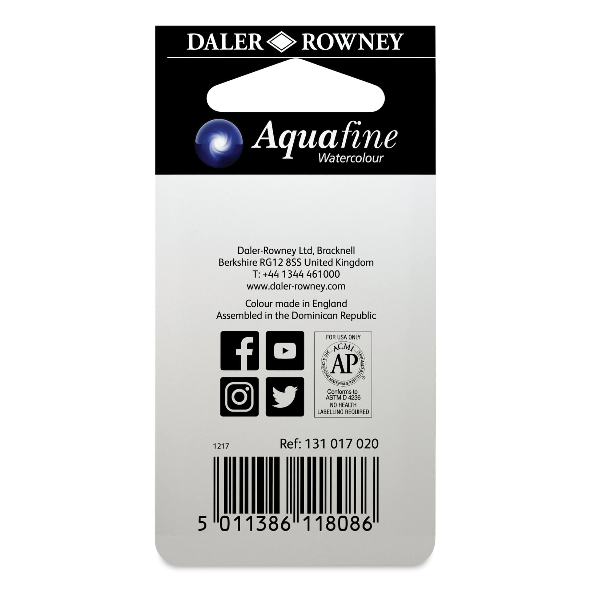 Daler-Rowney Aquafine Watercolors - Set of 2, Vandyke Brown Hue and Raw Umber, Half Pan back of package
