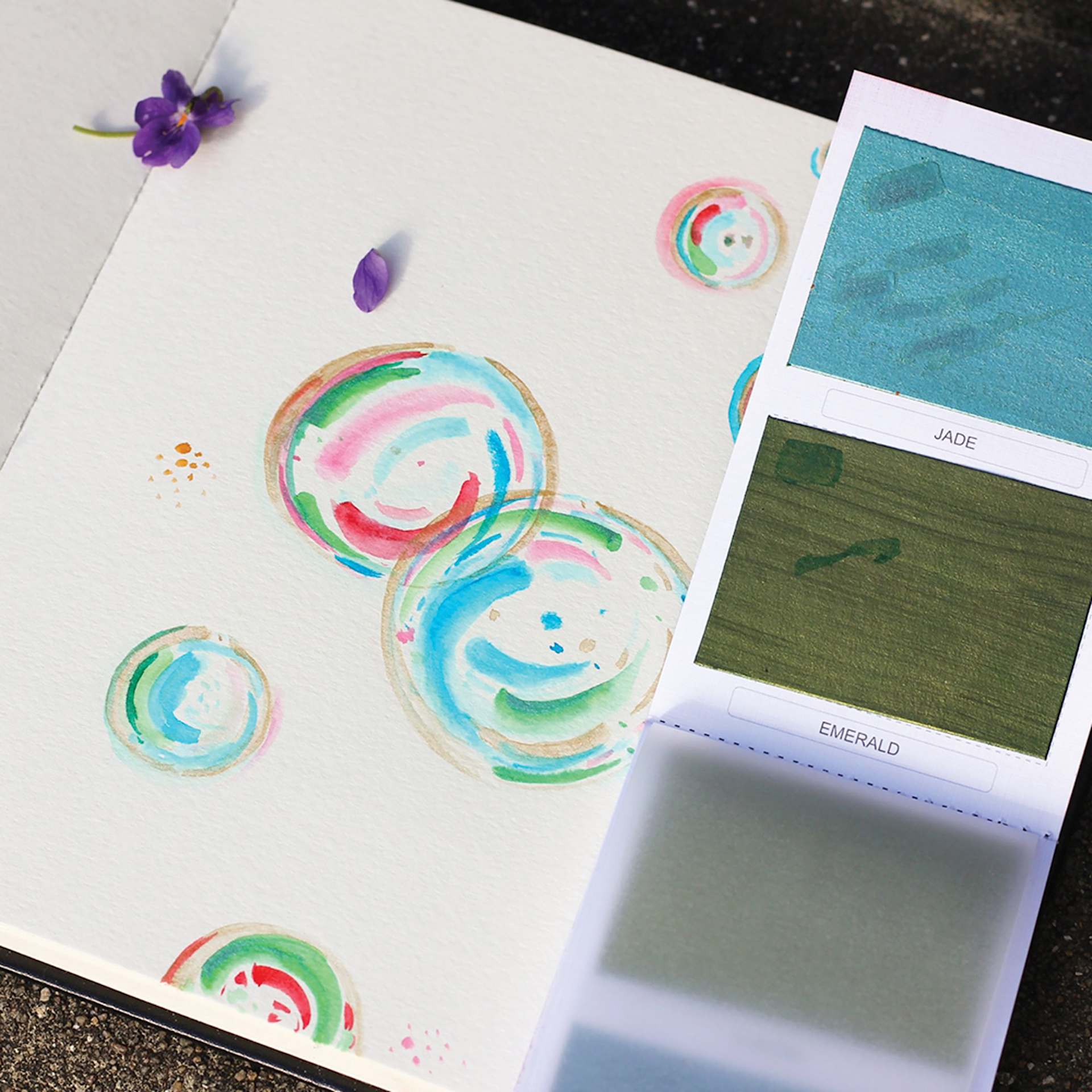 Viviva Colorsheets - Metallic Colors, Set of 10 (color sheet and sketch of bubbles)