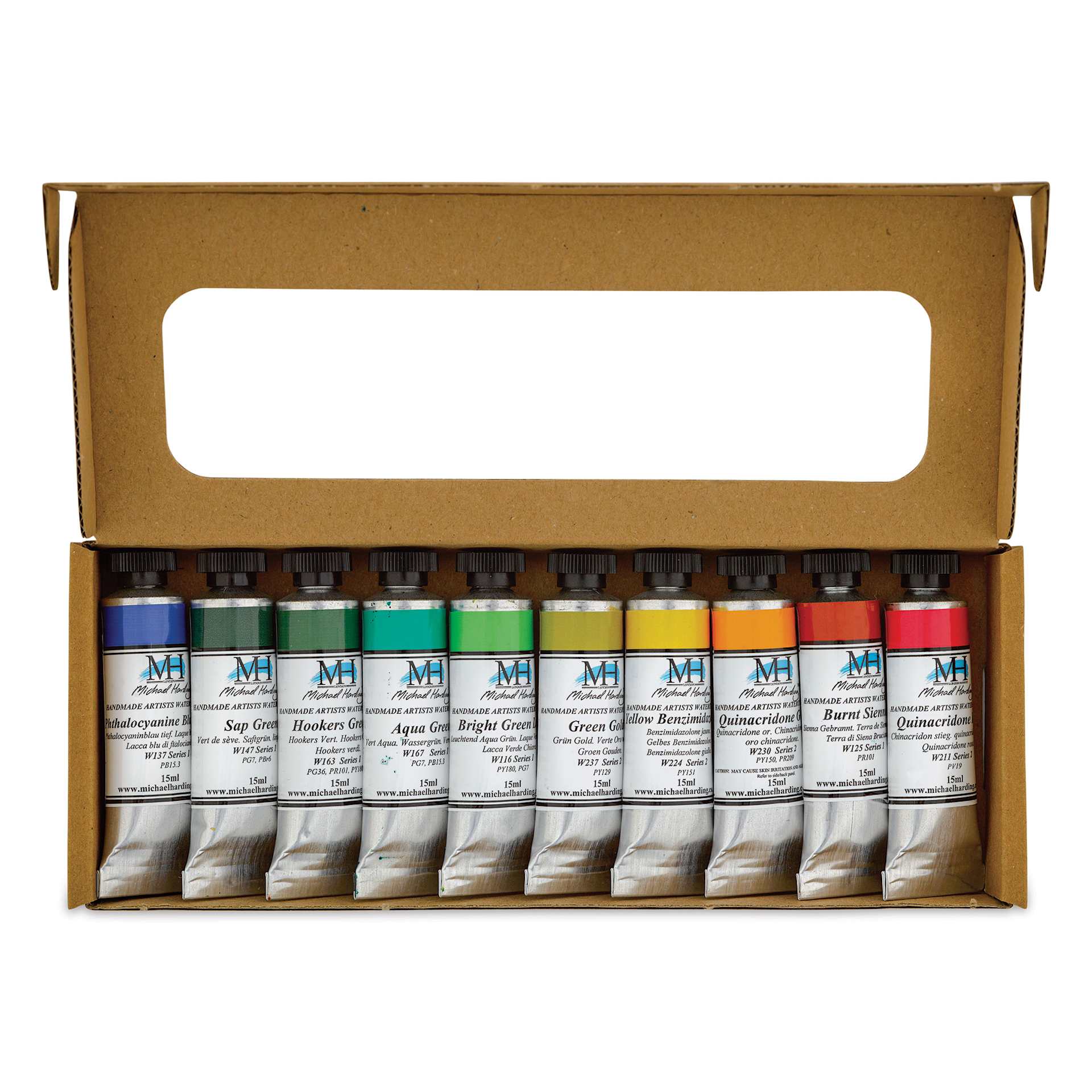 Michael Harding Artists Watercolors - Botanical, Set of 10, 15 ml open package