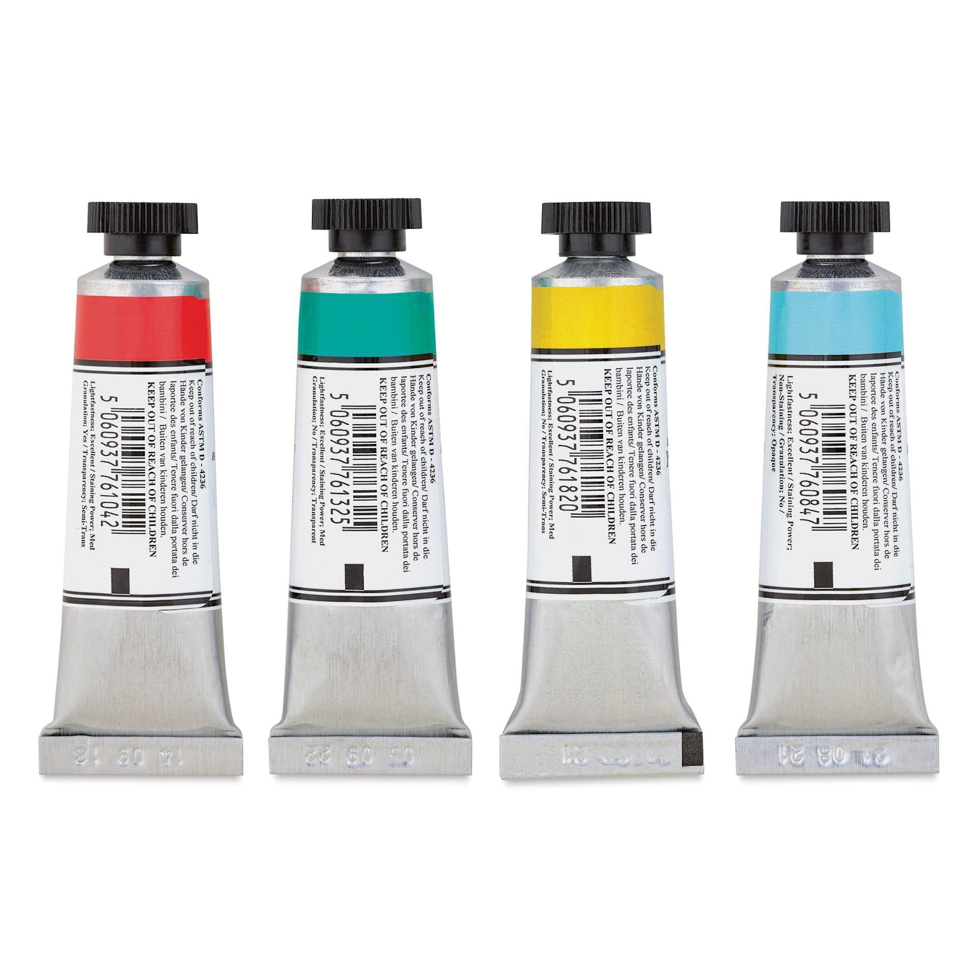 Michael Harding Artists Watercolors - MH Introductory, Set of 4, 15 ml back of tubes