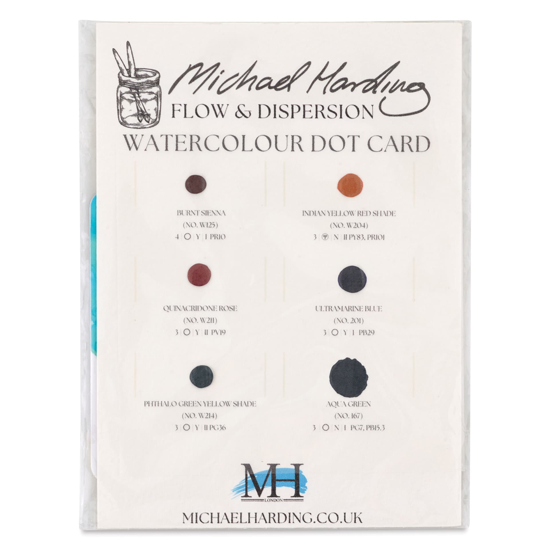 Michael Harding Artists Watercolor - Dot Card, 6 Colors, Flow & Dispersion