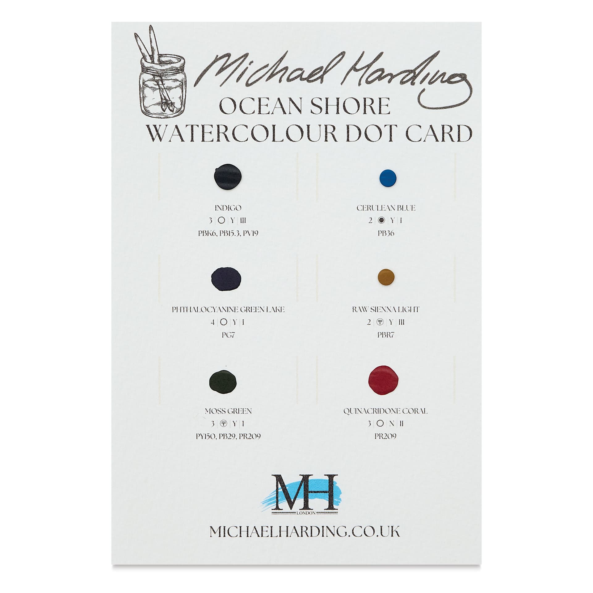 Michael Harding Artists Watercolor - Dot Card, 6 Colors, Ocean Shore