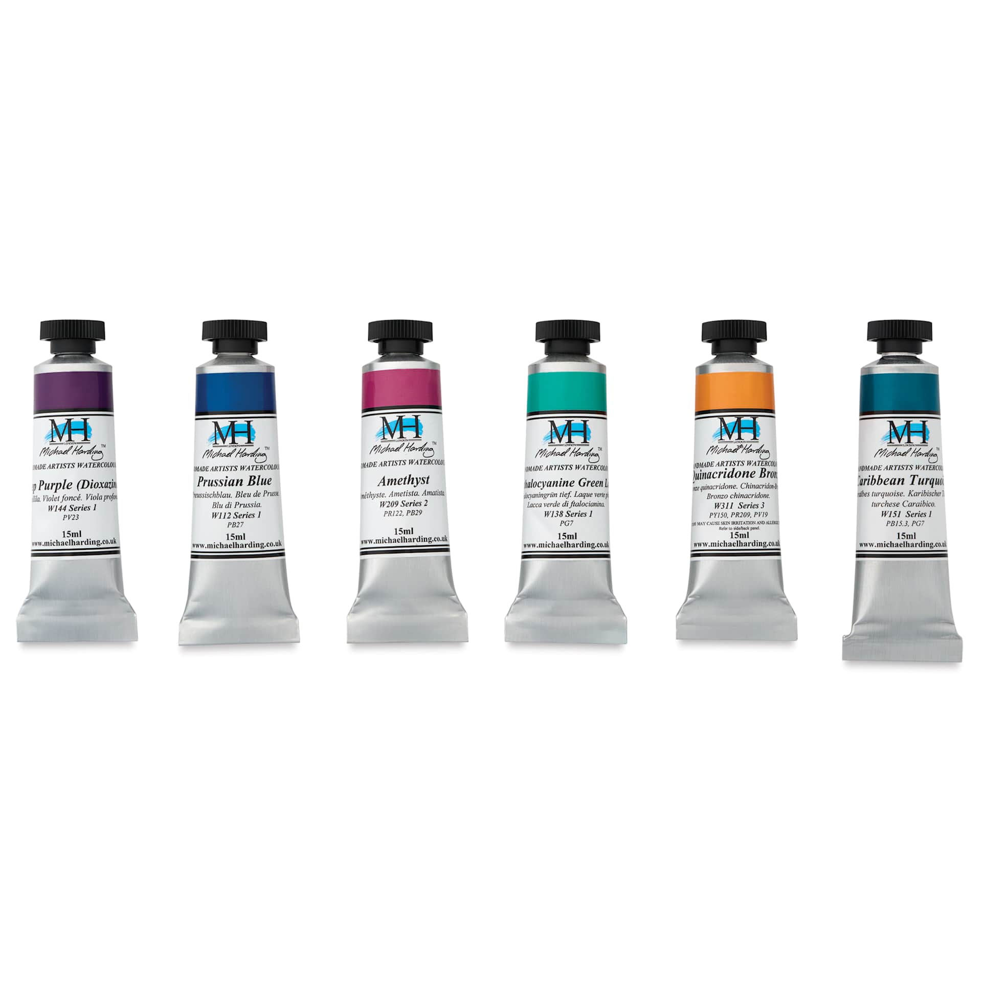 Michael Harding Artists Watercolors - Set of 6, Gem, 15 ml