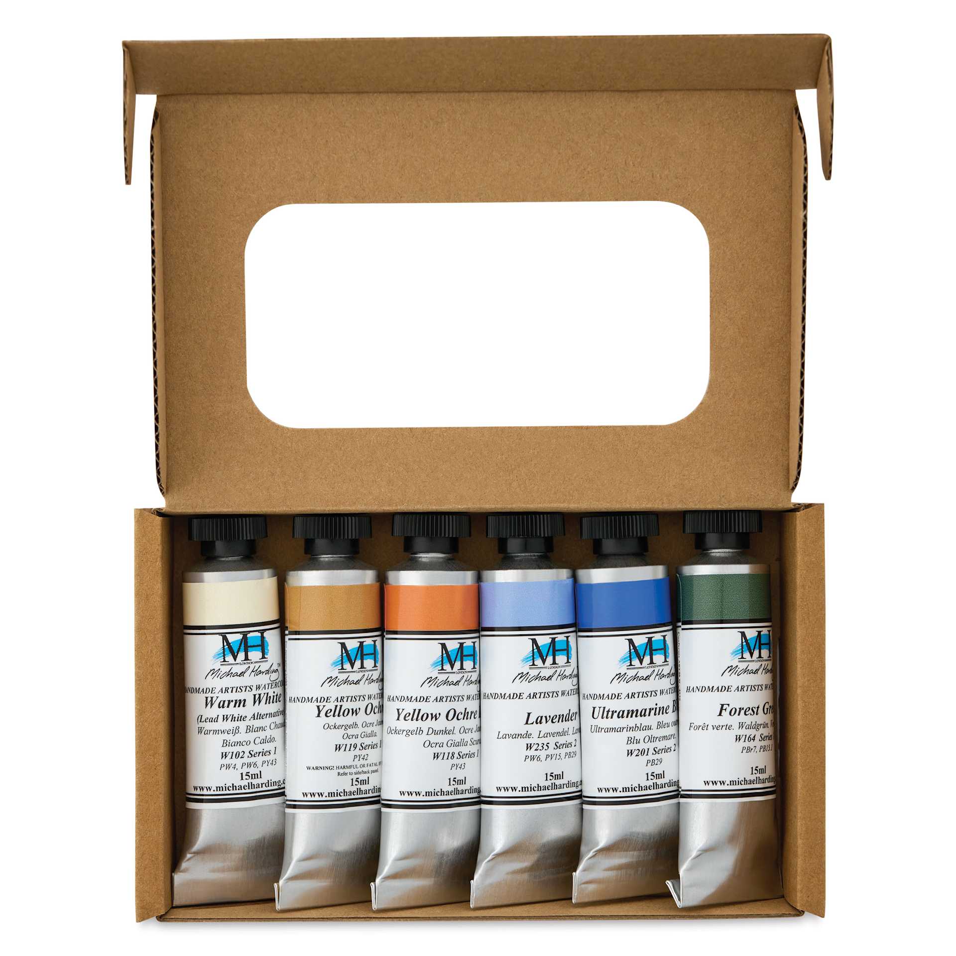 Michael Harding Artists Watercolors - Set of 6, Misty London, 15 ml package open
