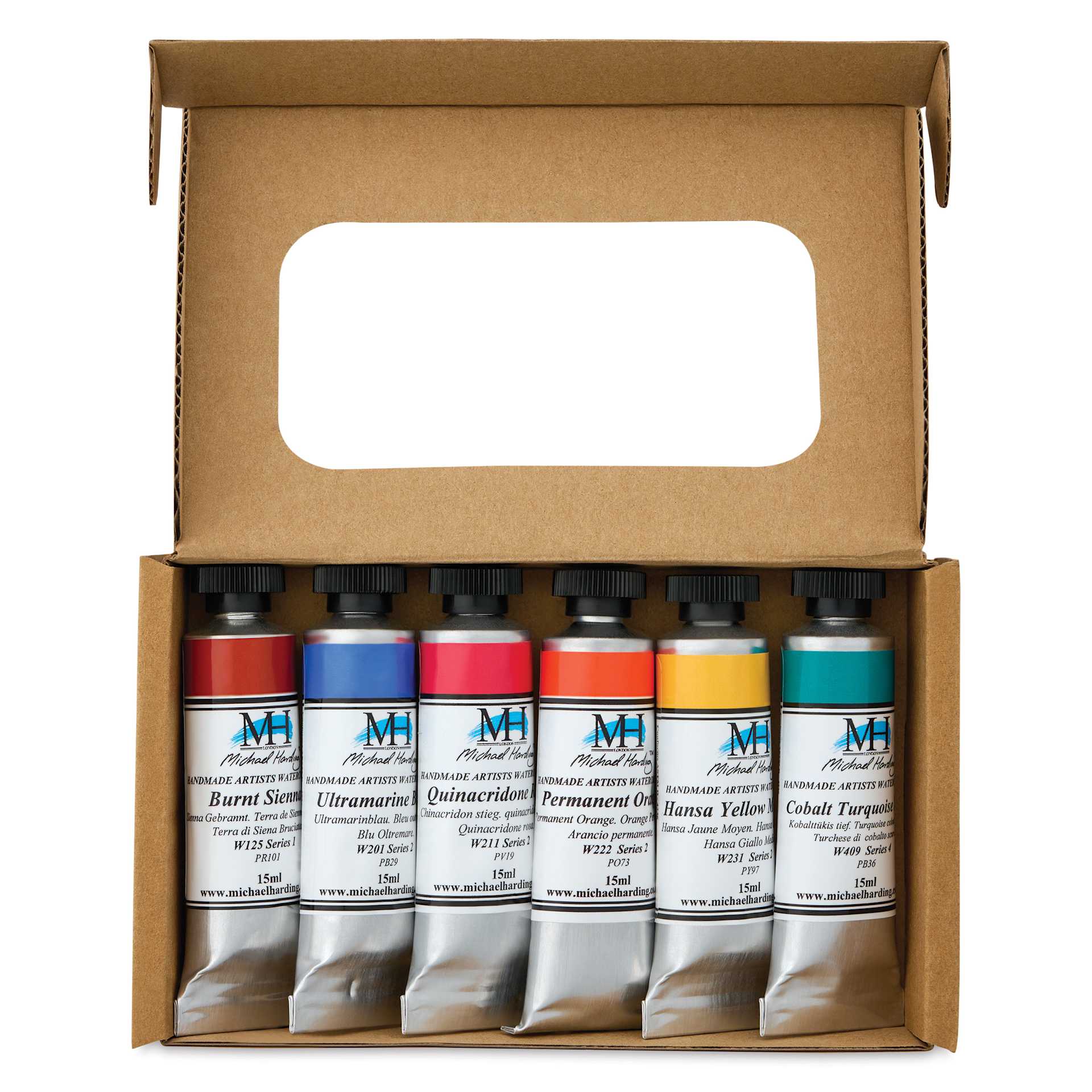 Michael Harding Artists Watercolors - Set of 6, On the Move, 15 ml open packaging
