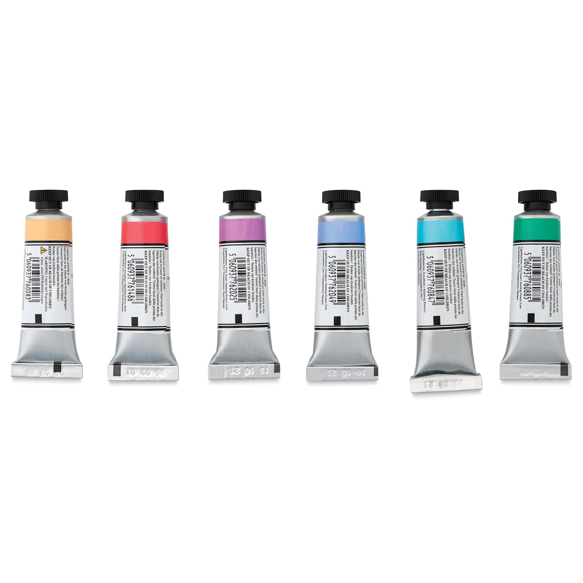 Michael Harding Artists Watercolors - Set of 6, Pastel, 15 ml back of tube