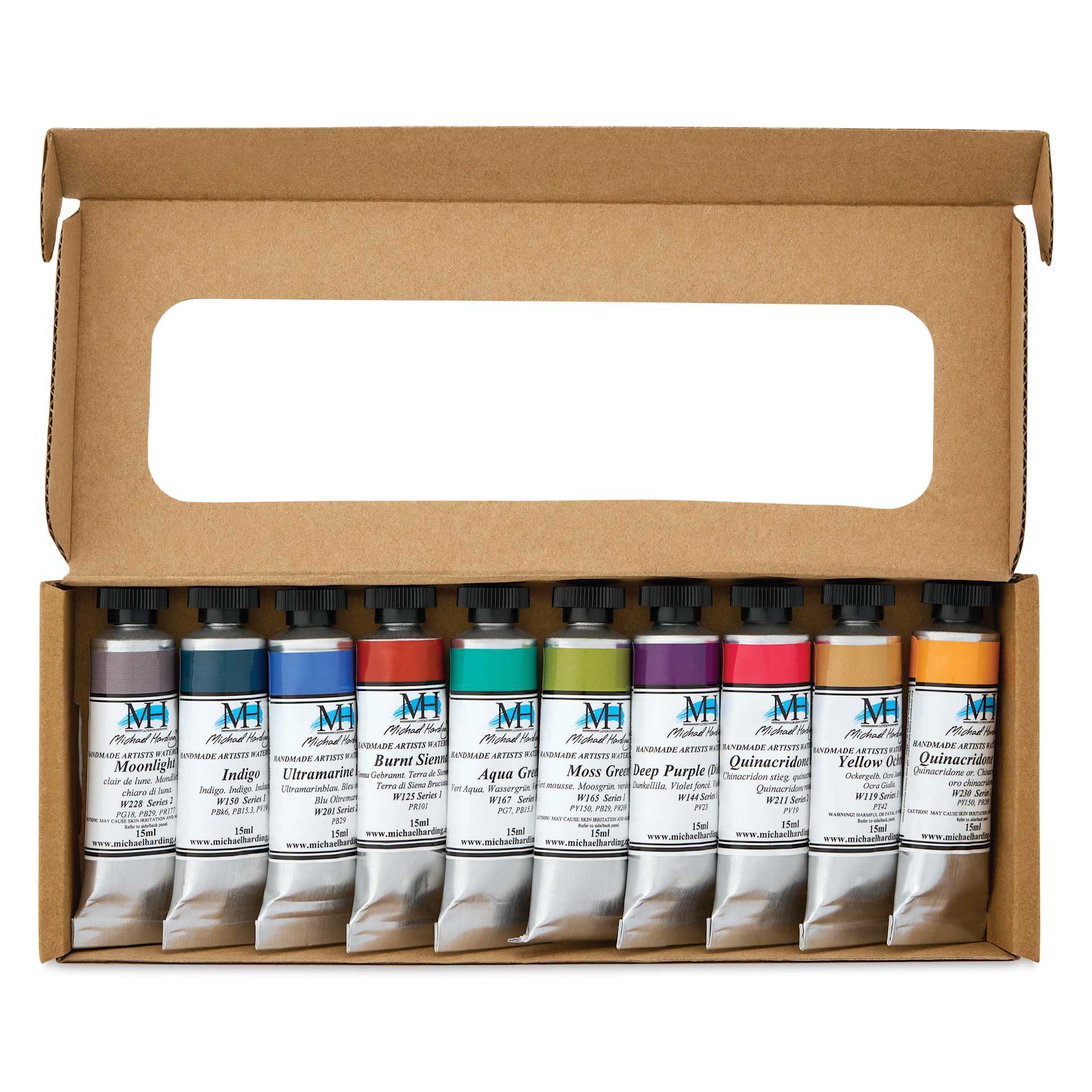 Michael Harding Artists Watercolors - Set of 10, South African Landscape, 15 ml open package