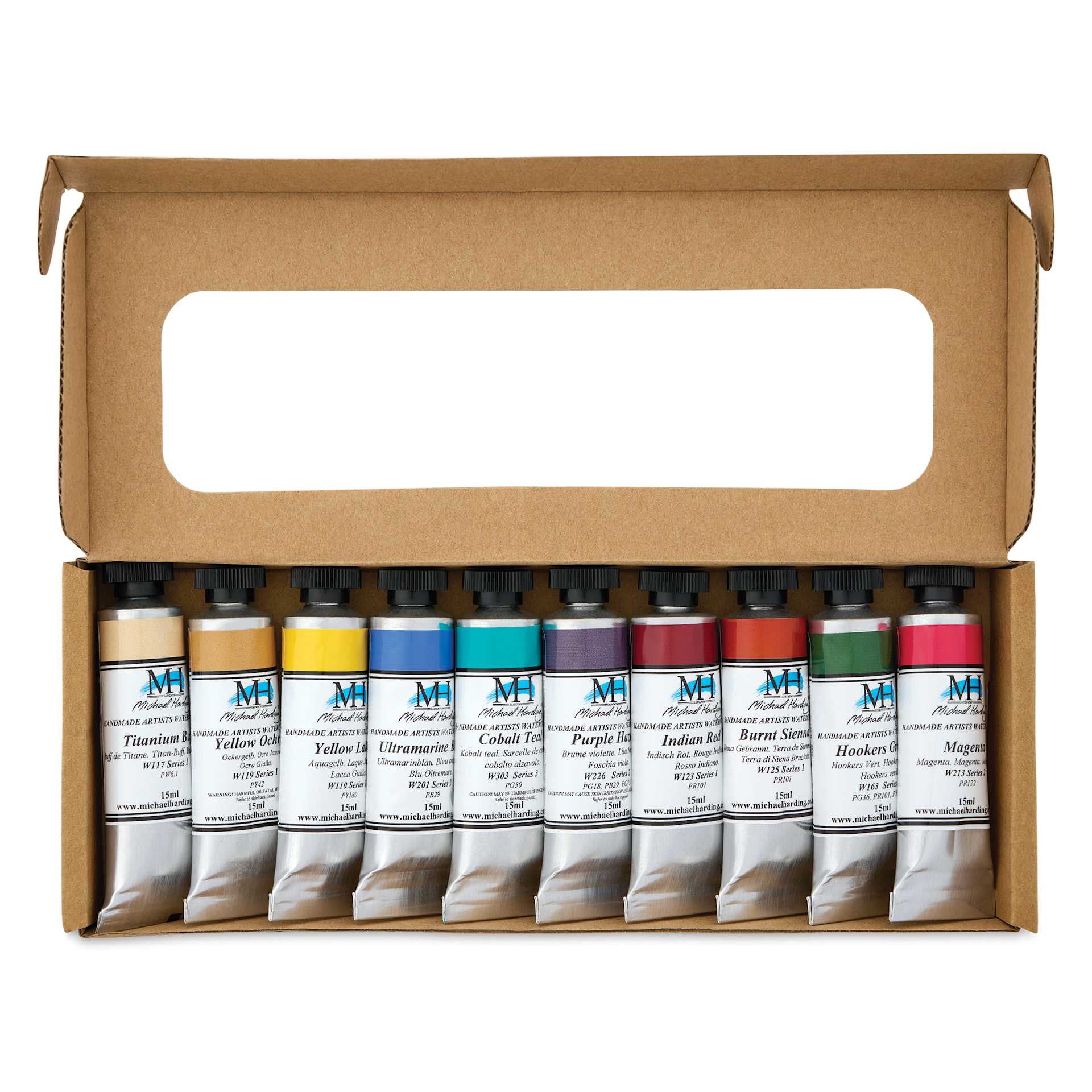 Michael Harding Artists Watercolors - Set of 10, Urban, 15 ml open package