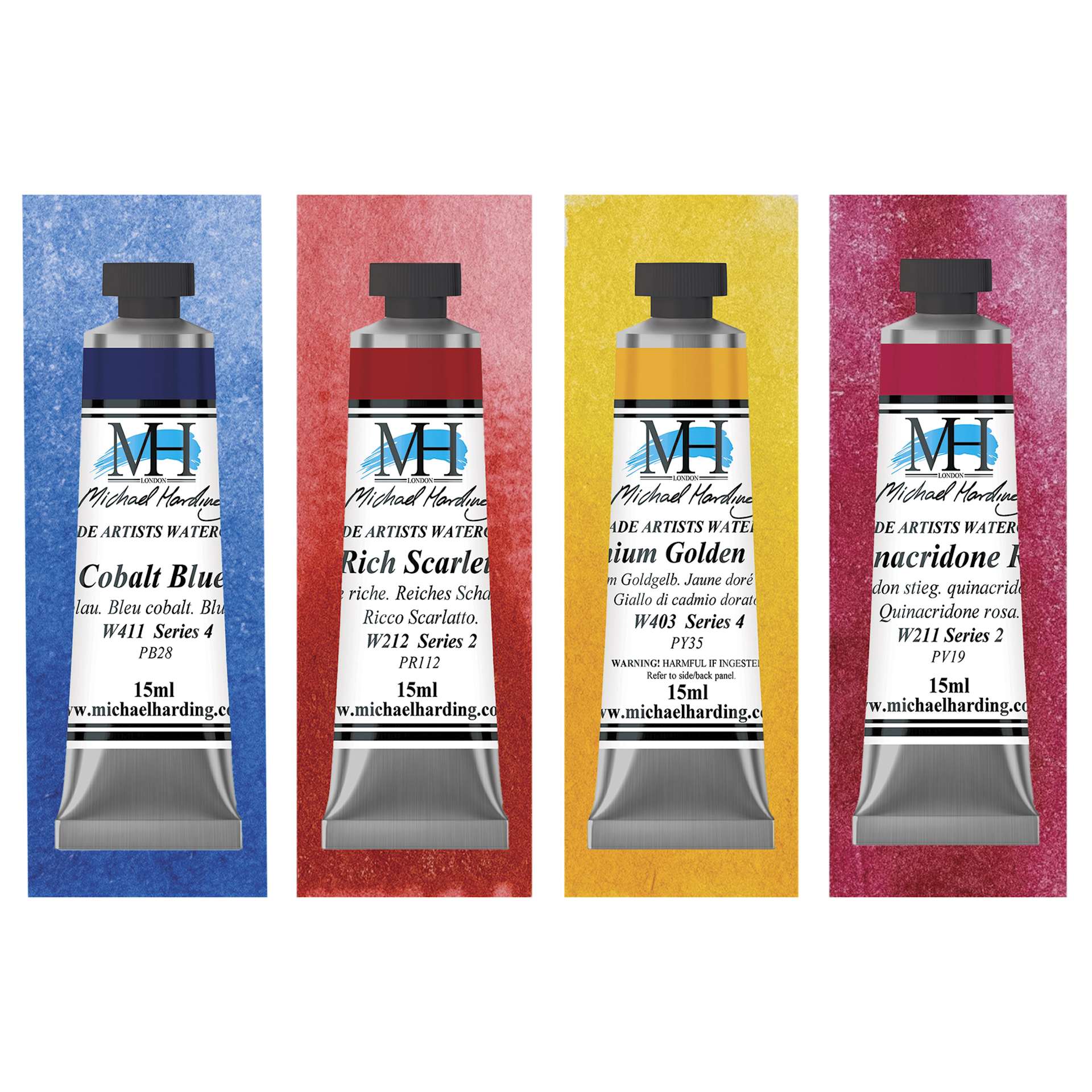 Michael Harding Artists Watercolors - Set of 4, Promise Land, 15 ml tube with swatch