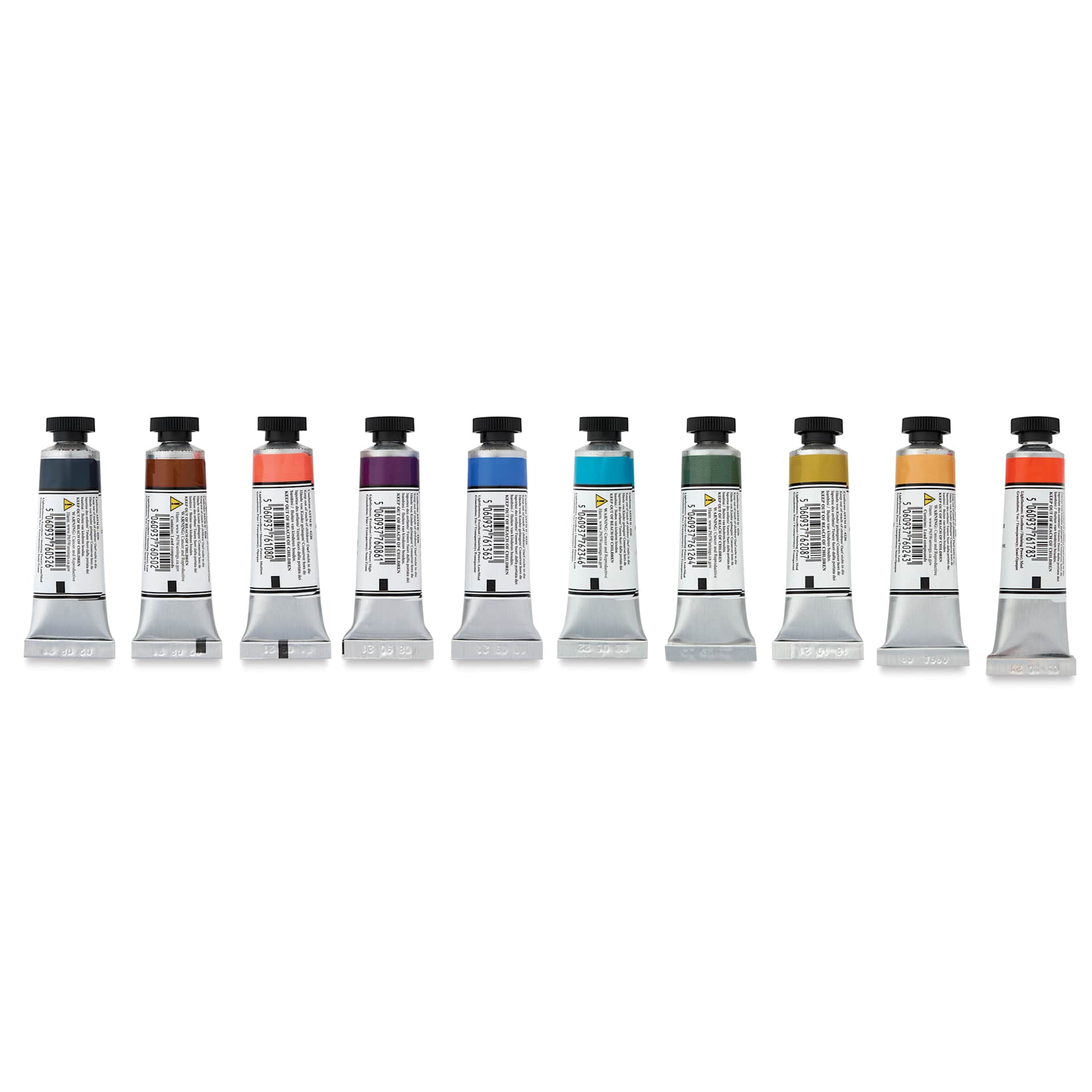 Michael Harding Artists Watercolors - Set of 10, Wild Nature, 15 ml back of tubes