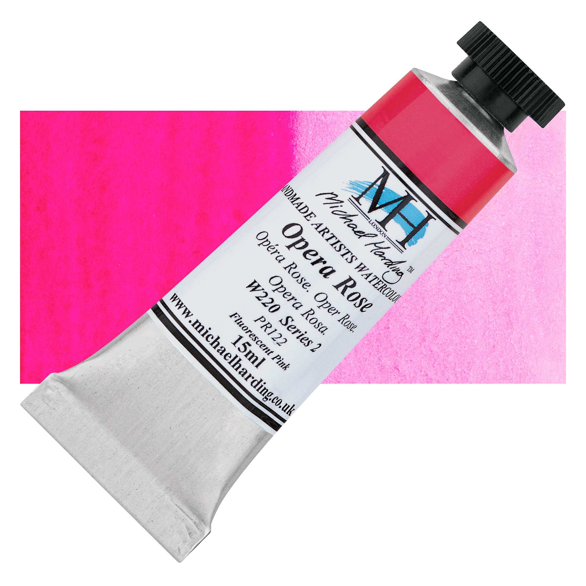 Michael Harding Artists Watercolor - Opera Rose, 15 ml tube and swatch