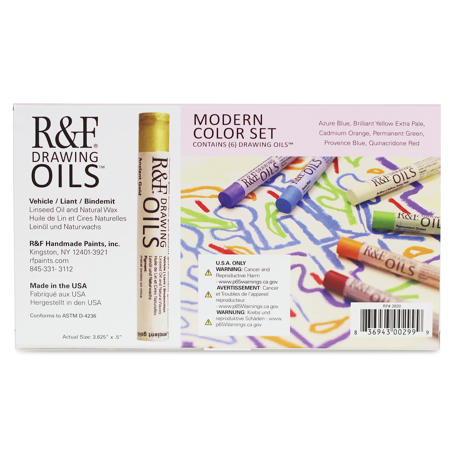 R&F Drawing Oil Sticks - Set of 6, Modern Colors, 12 ml back