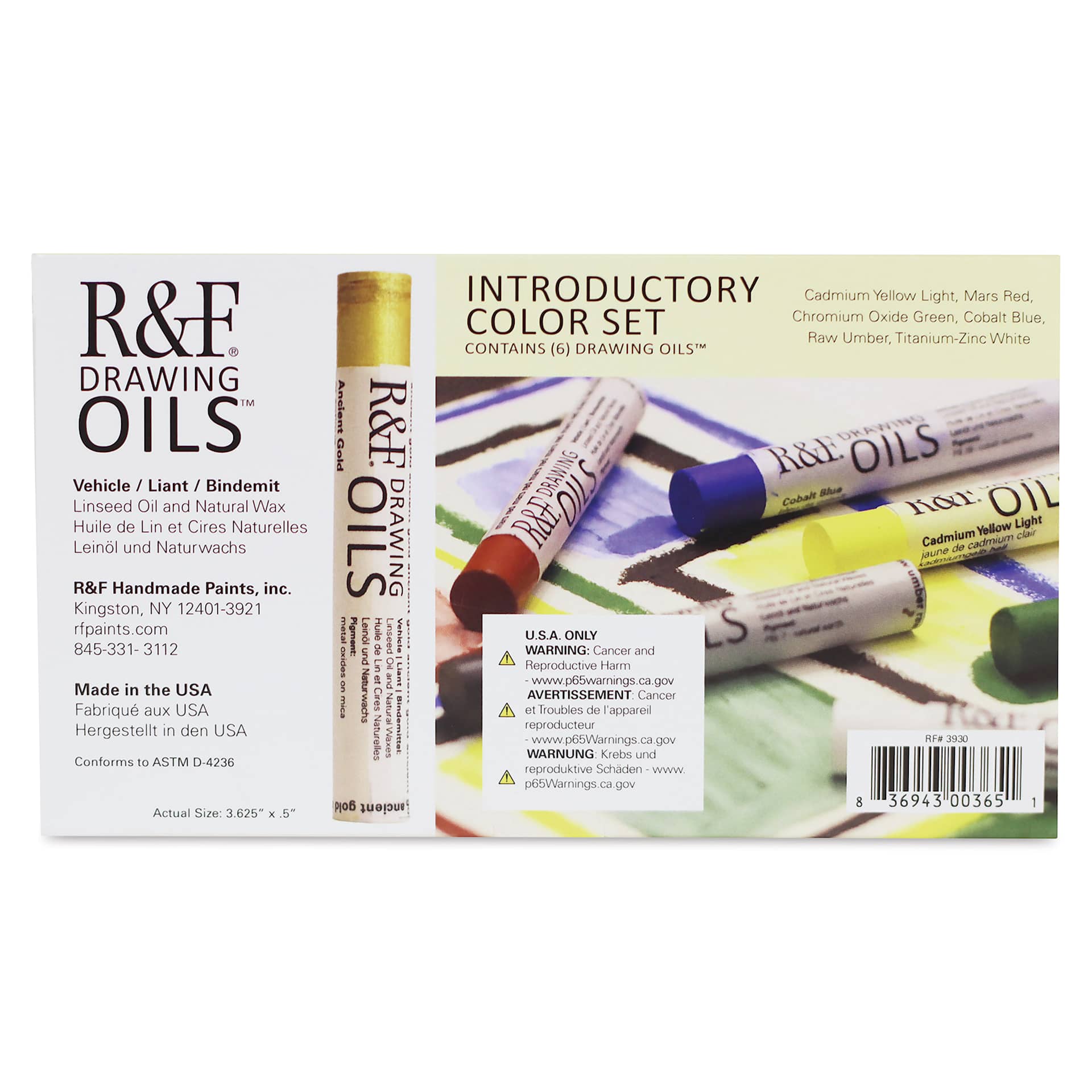 R&F Drawing Oil Sticks - Set of 6, Introduction Colors, 12 ml back