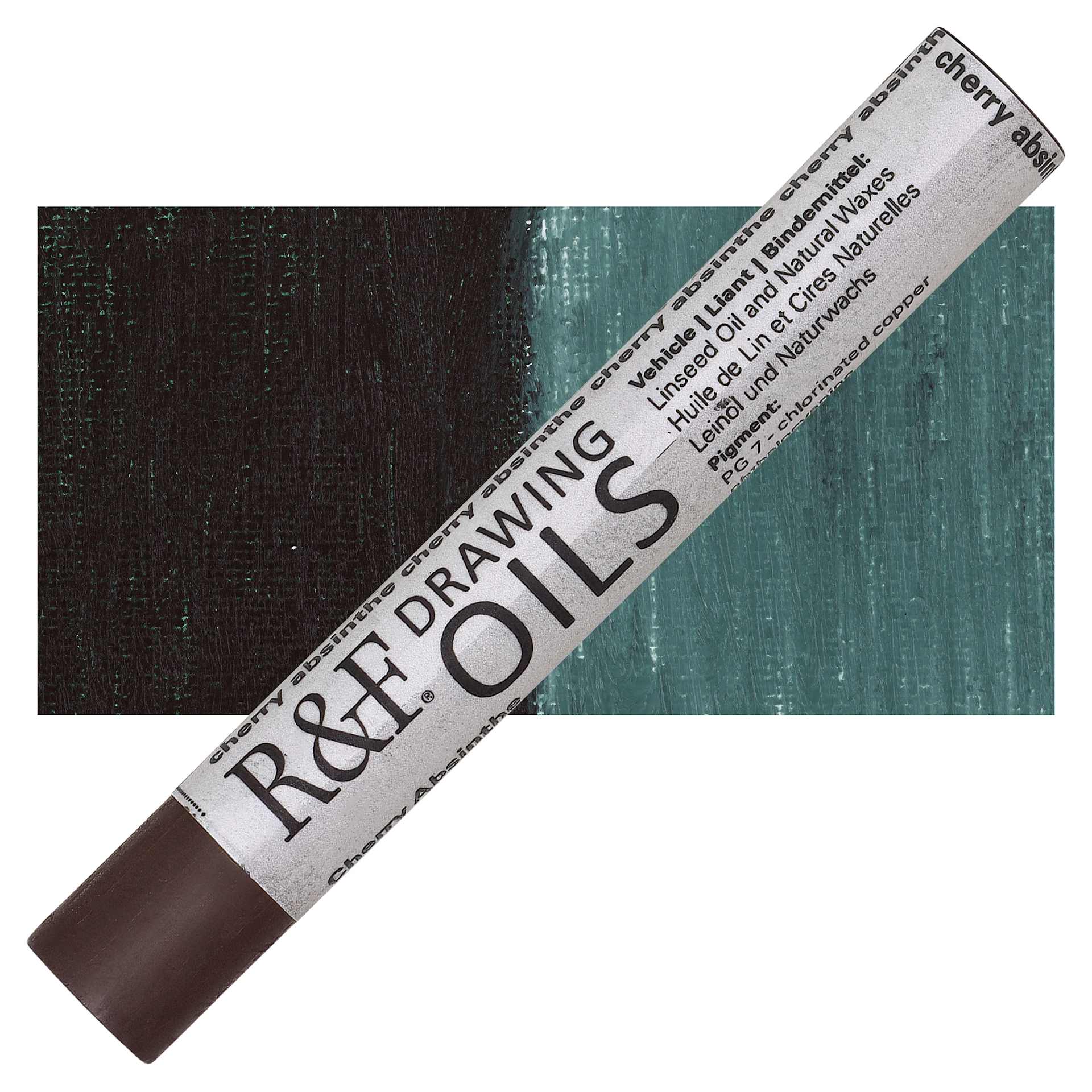 R&F Drawing Oil Stick - Cherry Absinthe, 12 ml stick and swatch