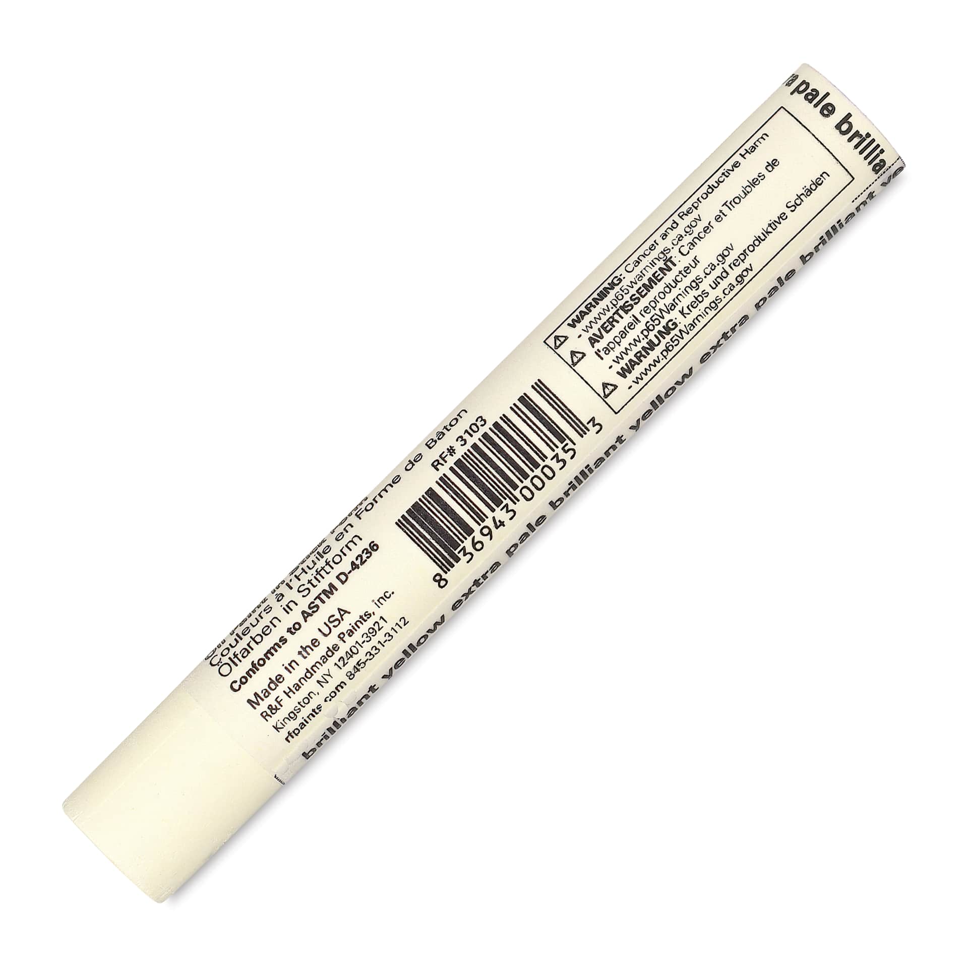 R&F Drawing Oil Stick - Brilliant Yellow Extra Pale, 12 ml back