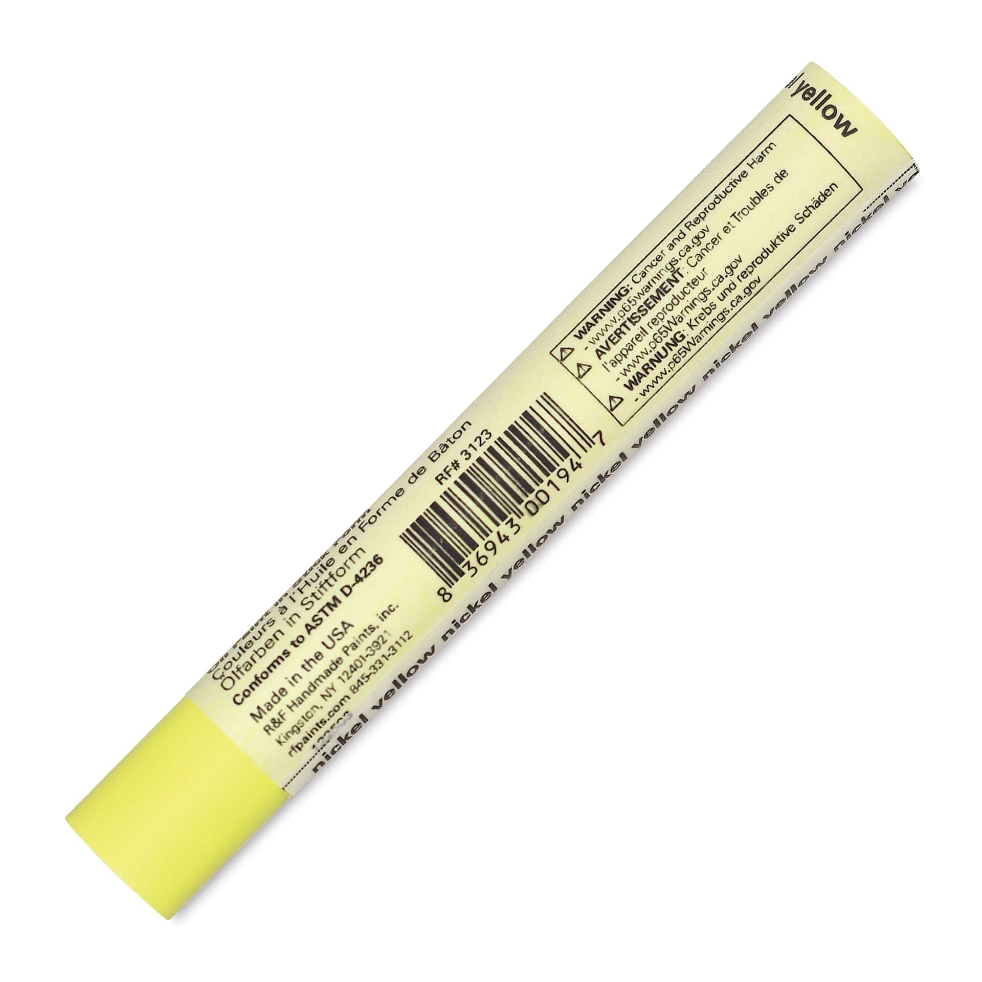 R&F Drawing Oil Stick - Nickel Yellow, 12 ml back