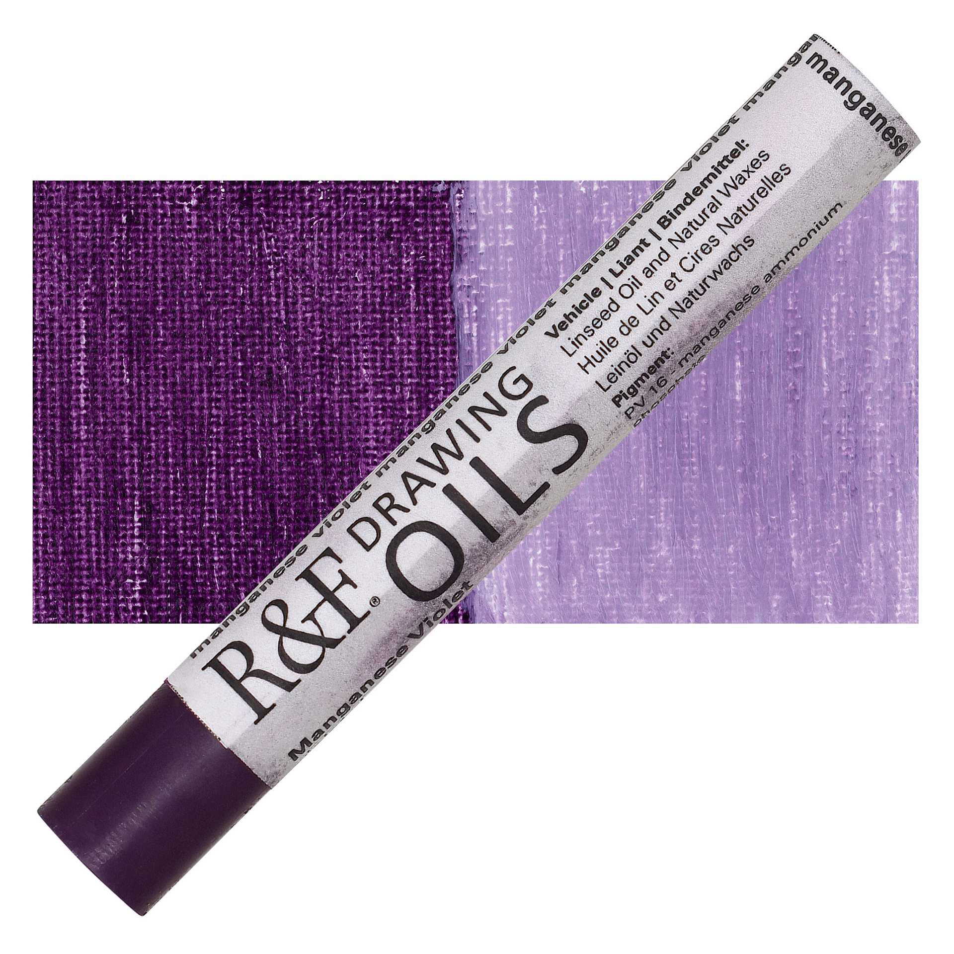 R&F Drawing Oil Stick - Manganese Violet, 12 ml stick and swatch