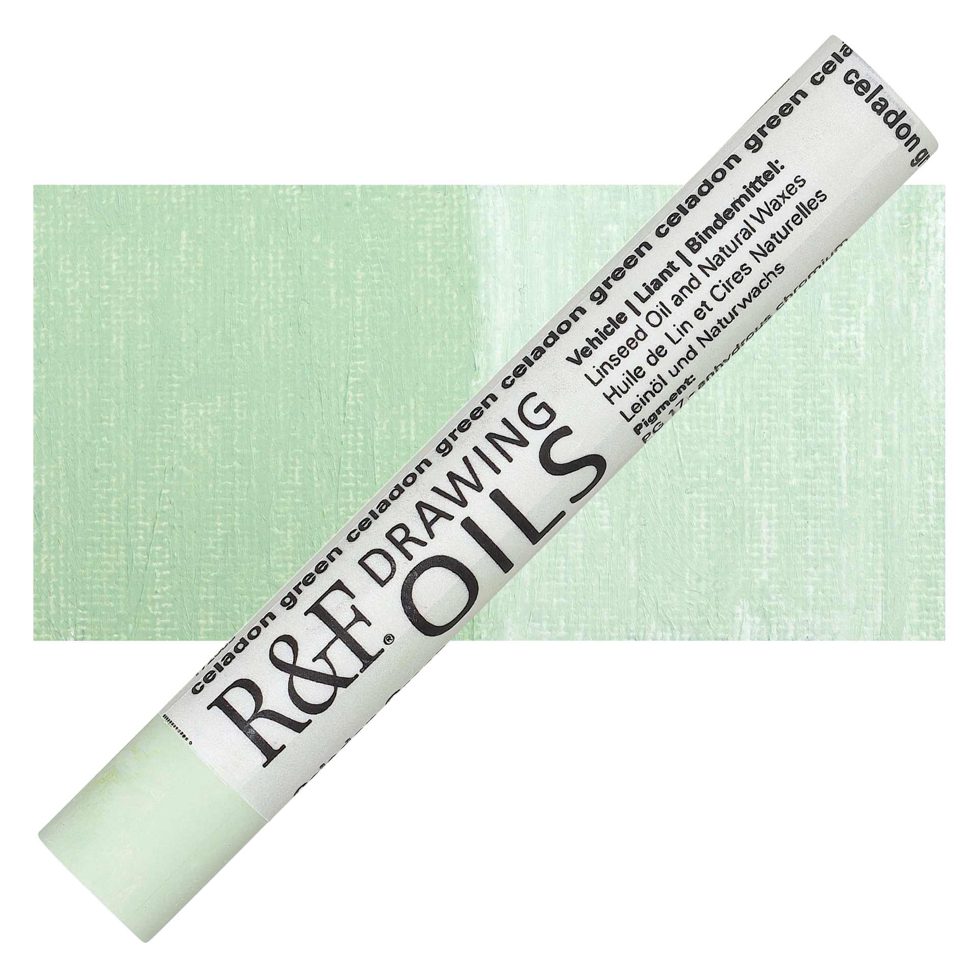 R&F Drawing Oil Stick - Celadon Green, 12 ml stick and swatch