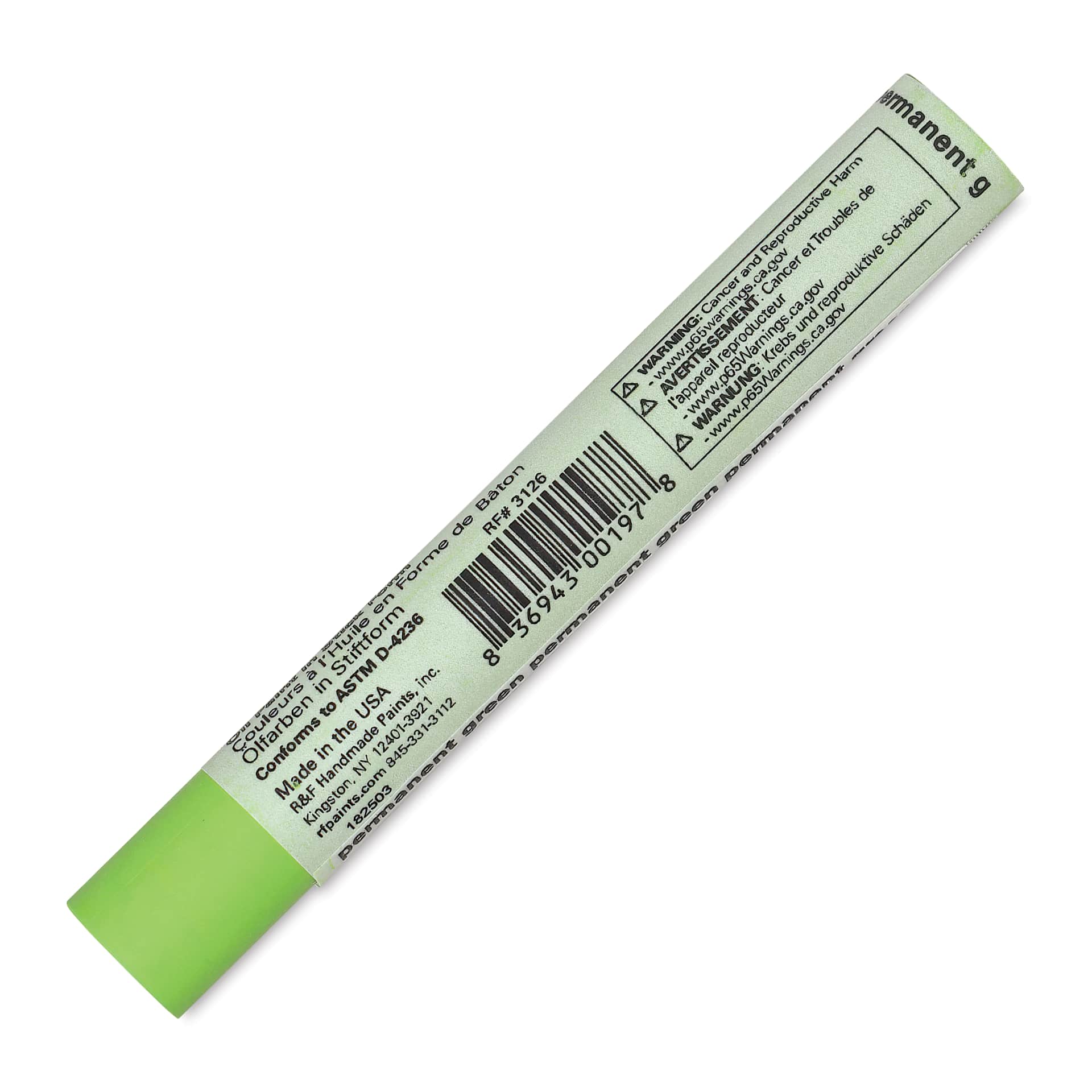 R&F Drawing Oil Stick - Permanent Green, 12 ml back