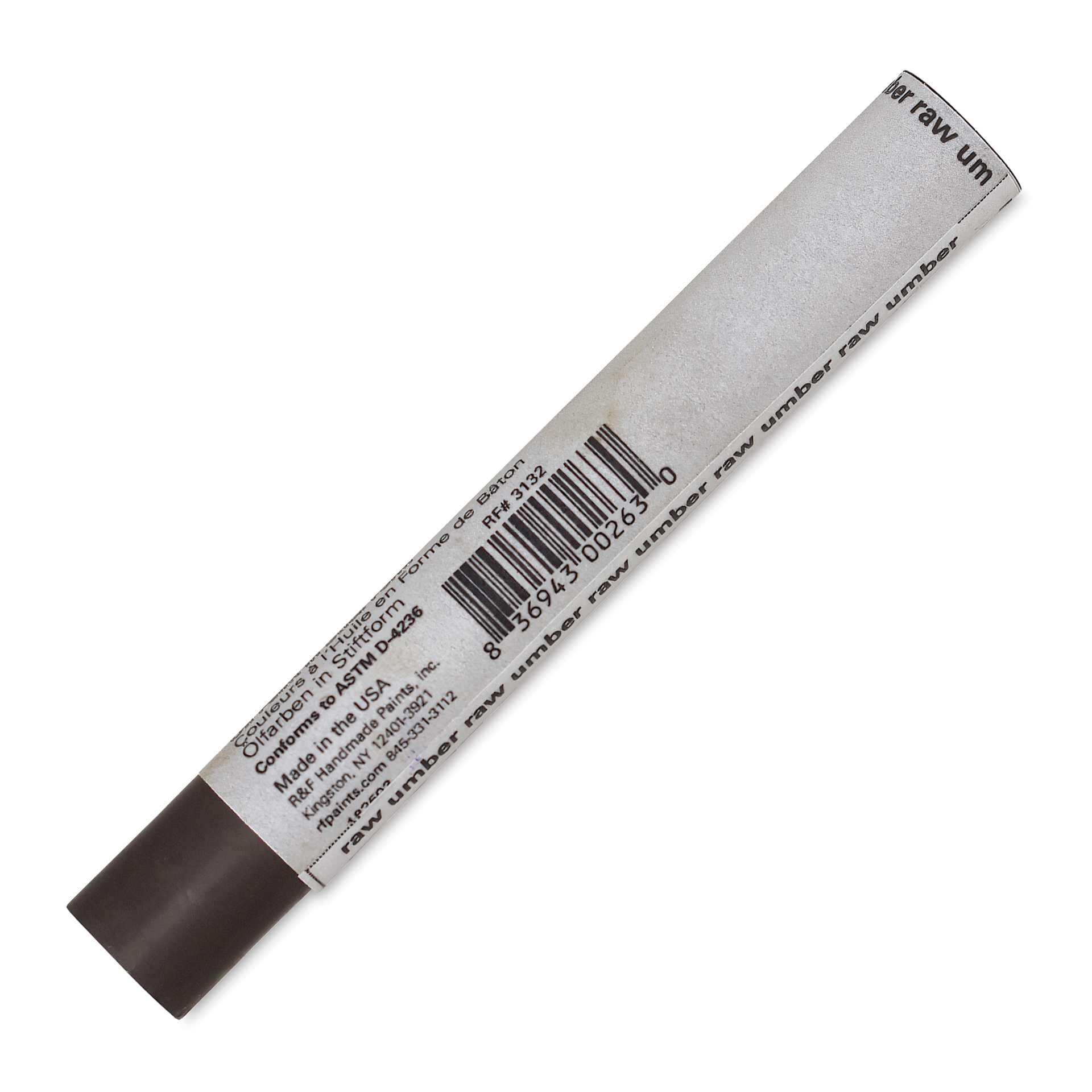 R&F Drawing Oil Stick - Raw Umber, 12 ml back