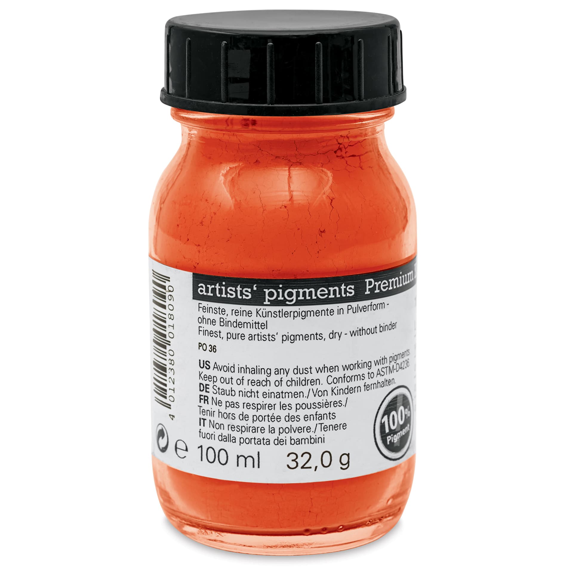 Schmincke Pigment - Red Orange, 100 ml Jar back