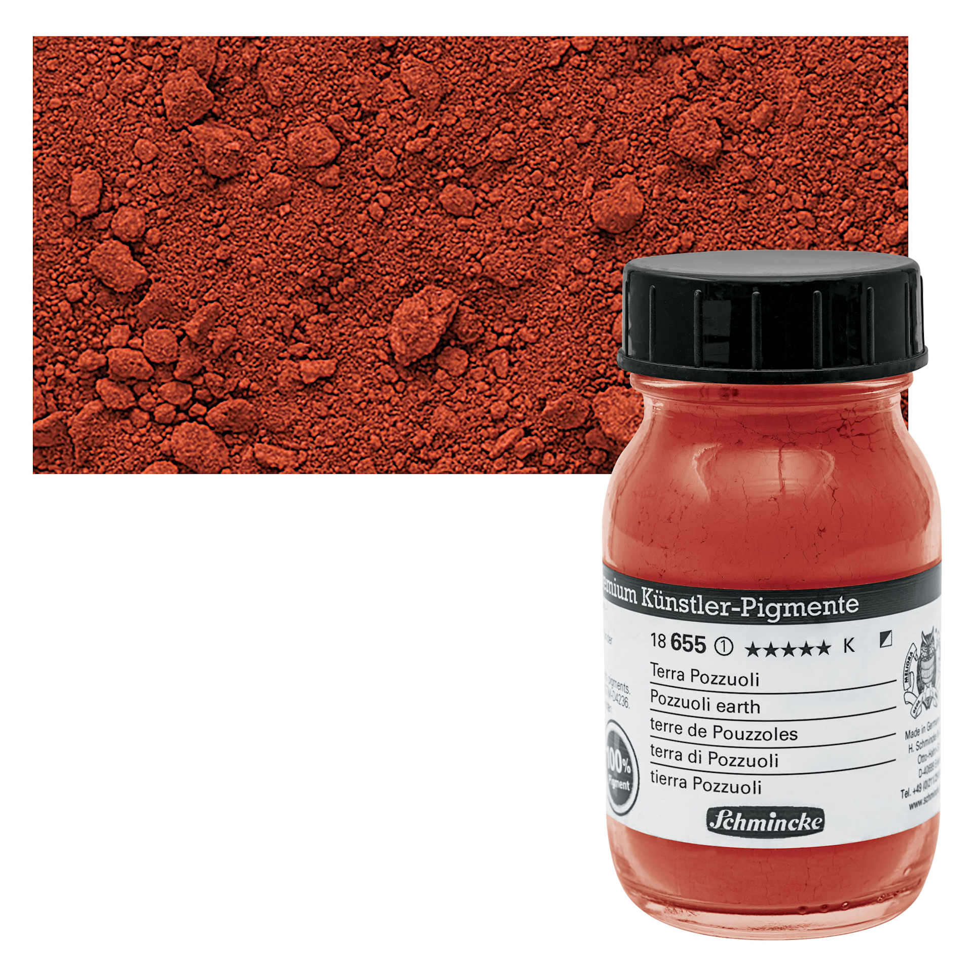 Schmincke Pigment - Pozzuoli Earth, 100 ml Jar and swatch