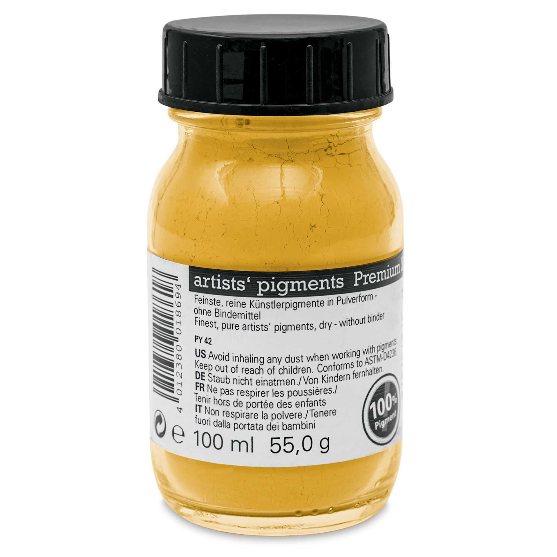 Schmincke Pigment - Ferrite Yellow, 100 ml Jar back