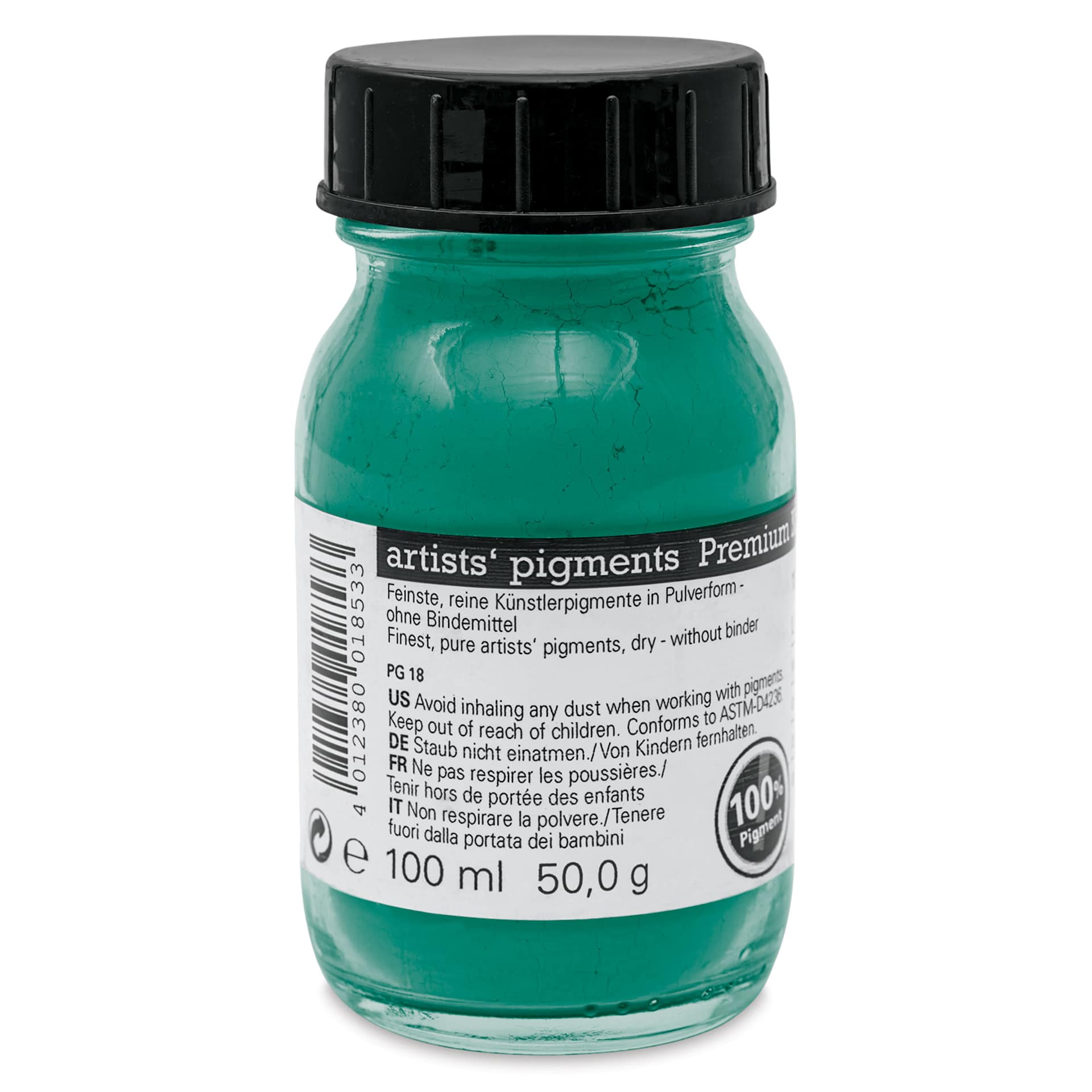 Schmincke Pigment - Chromium Oxide Green Brilliant, 100 ml Jar back