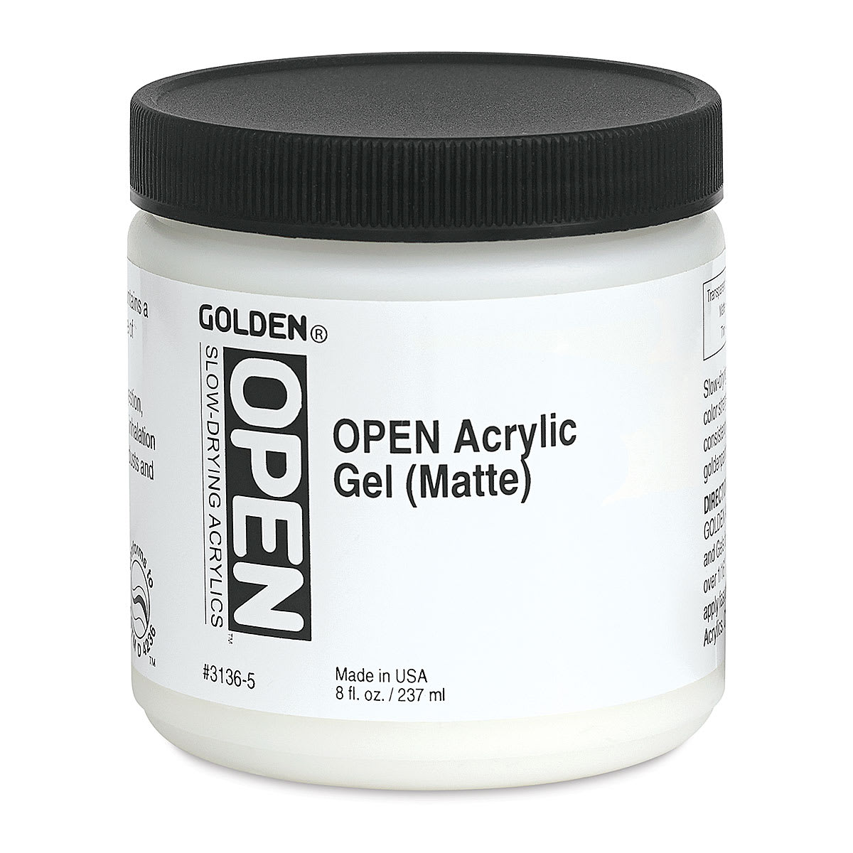 Golden Open Acrylic Gel Medium - Matte, 8 oz jar Golden Open Acrylic Gel Medium - Matte, 8 oz jar